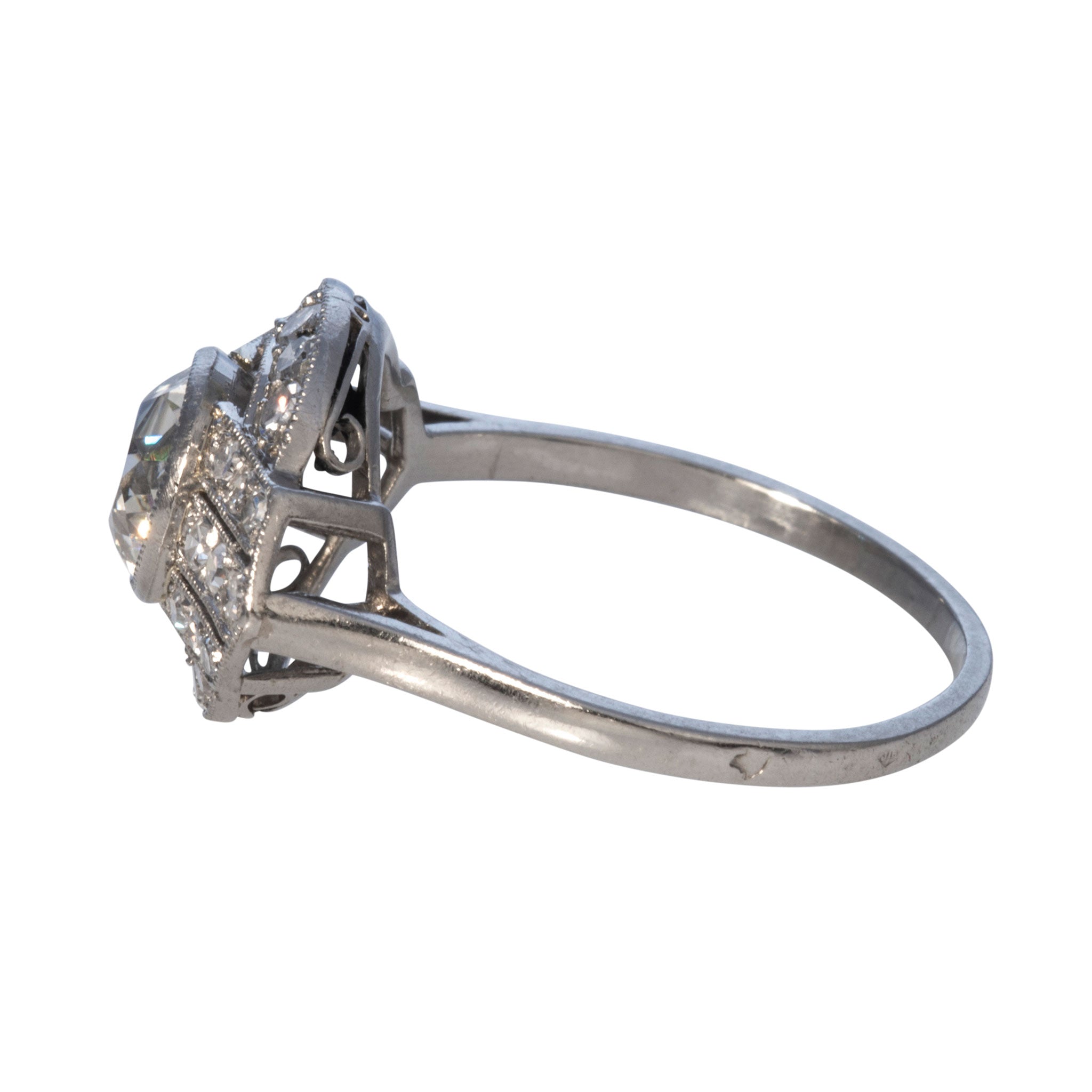 2.35ctw Art Deco Vintage Platinum Ring with Old European Cut Diamonds - Perfect for Weddings, Anniversaries & Special Occasions
