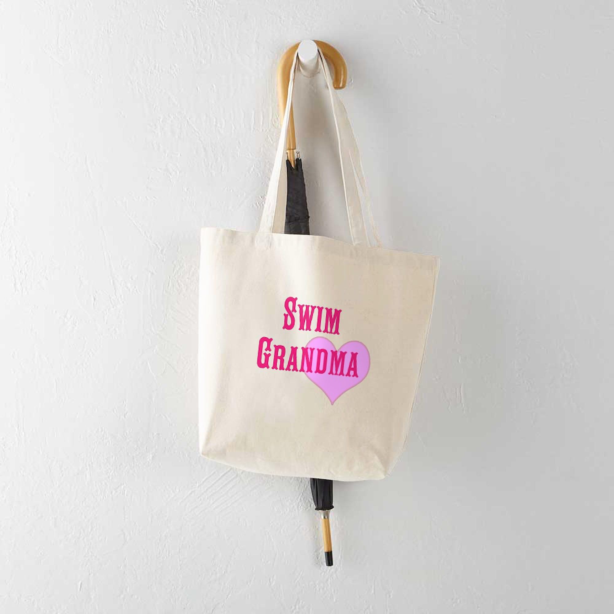 Swim Grandma Tote Bag - Natural Canvas Reusable Shopping Bag for Beach, Pool & Grocery - Eco-Friendly Cotton Carryall for Women