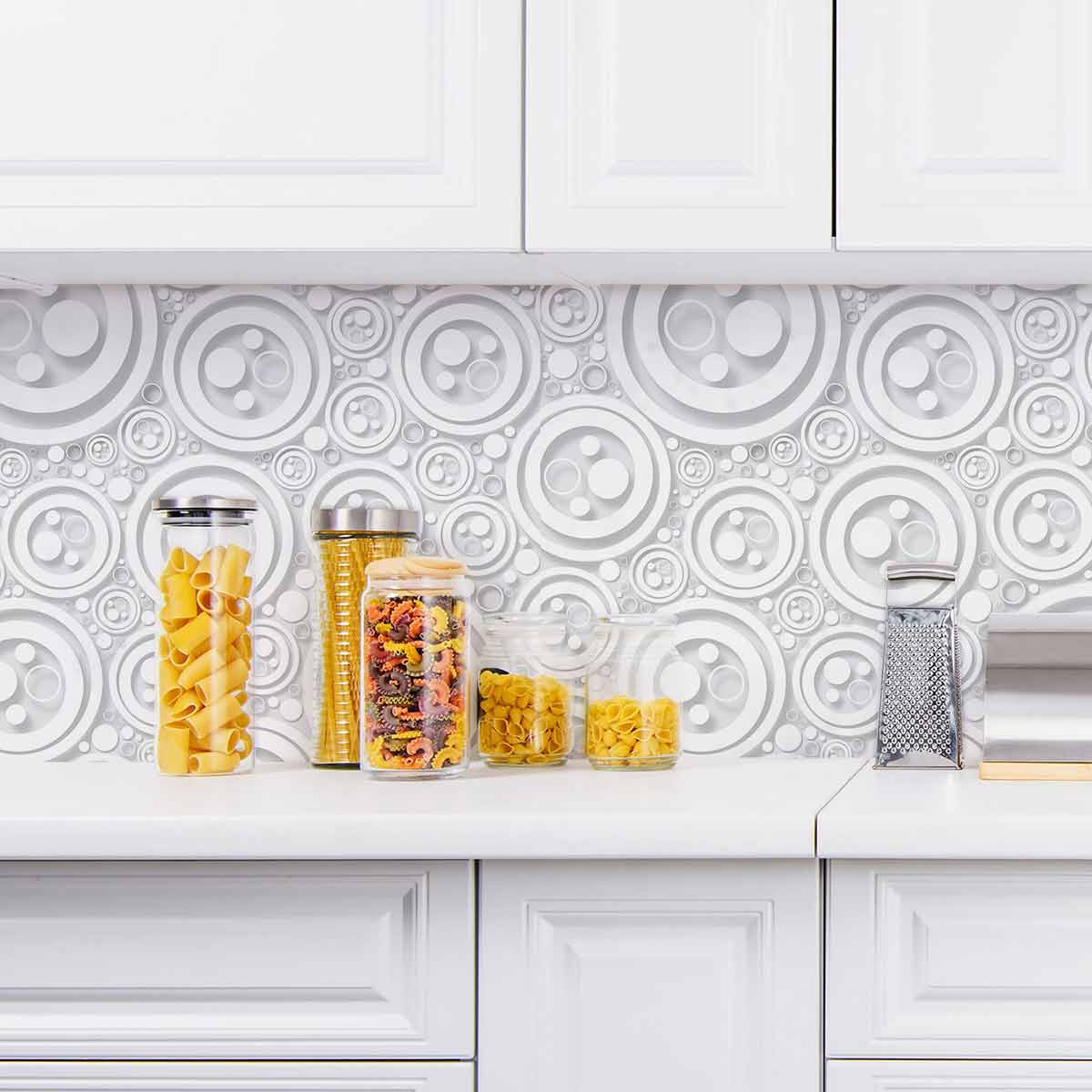 Grey Circle Peel and Stick Removable Wallpaper 9404 - Self-Adhesive Decorative Wall Covering for Bedroom, Living Room & Office Decor