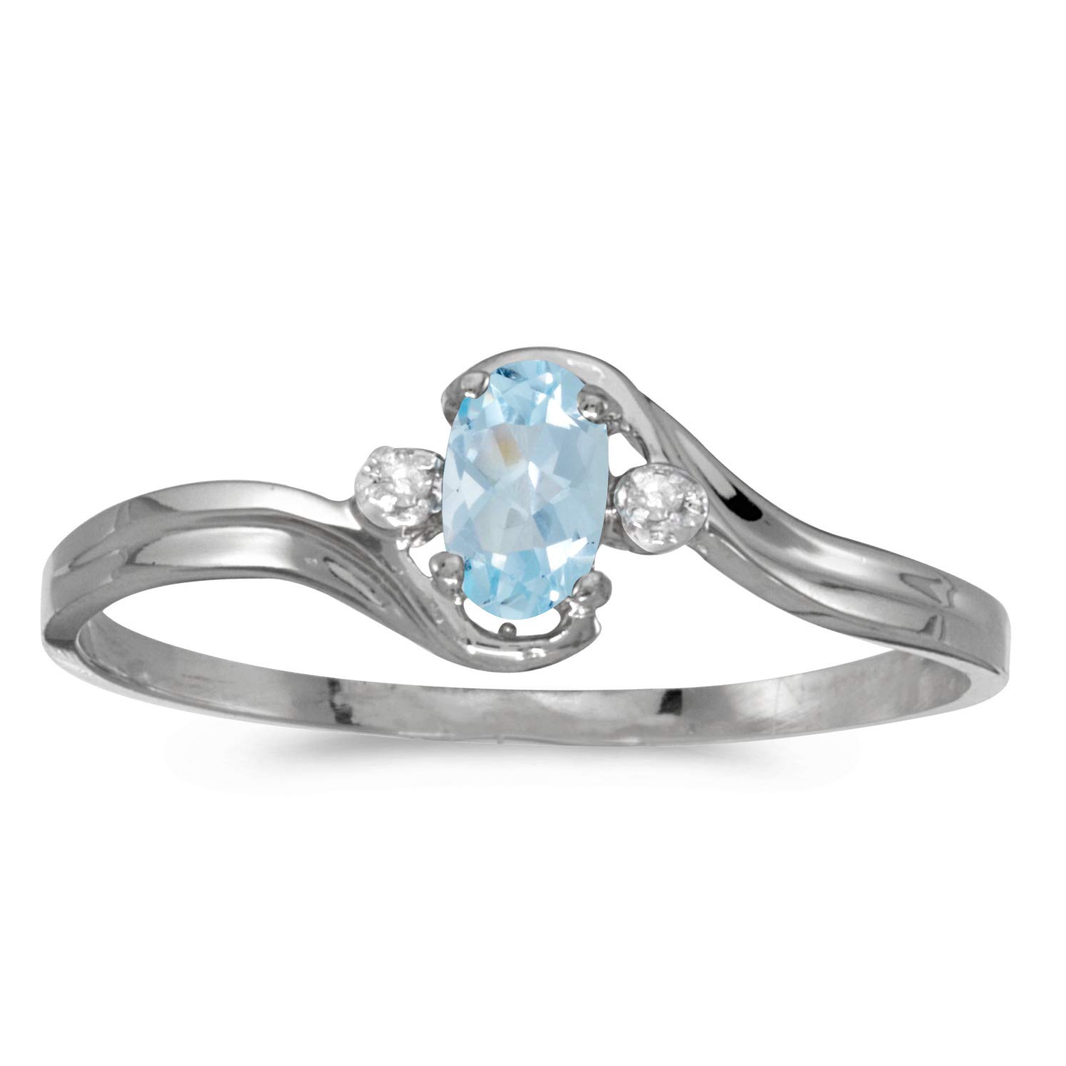 14K White Gold Oval Aquamarine and Diamond Engagement Ring for Women - Elegant Wedding, Anniversary & Promise Jewelry Gift