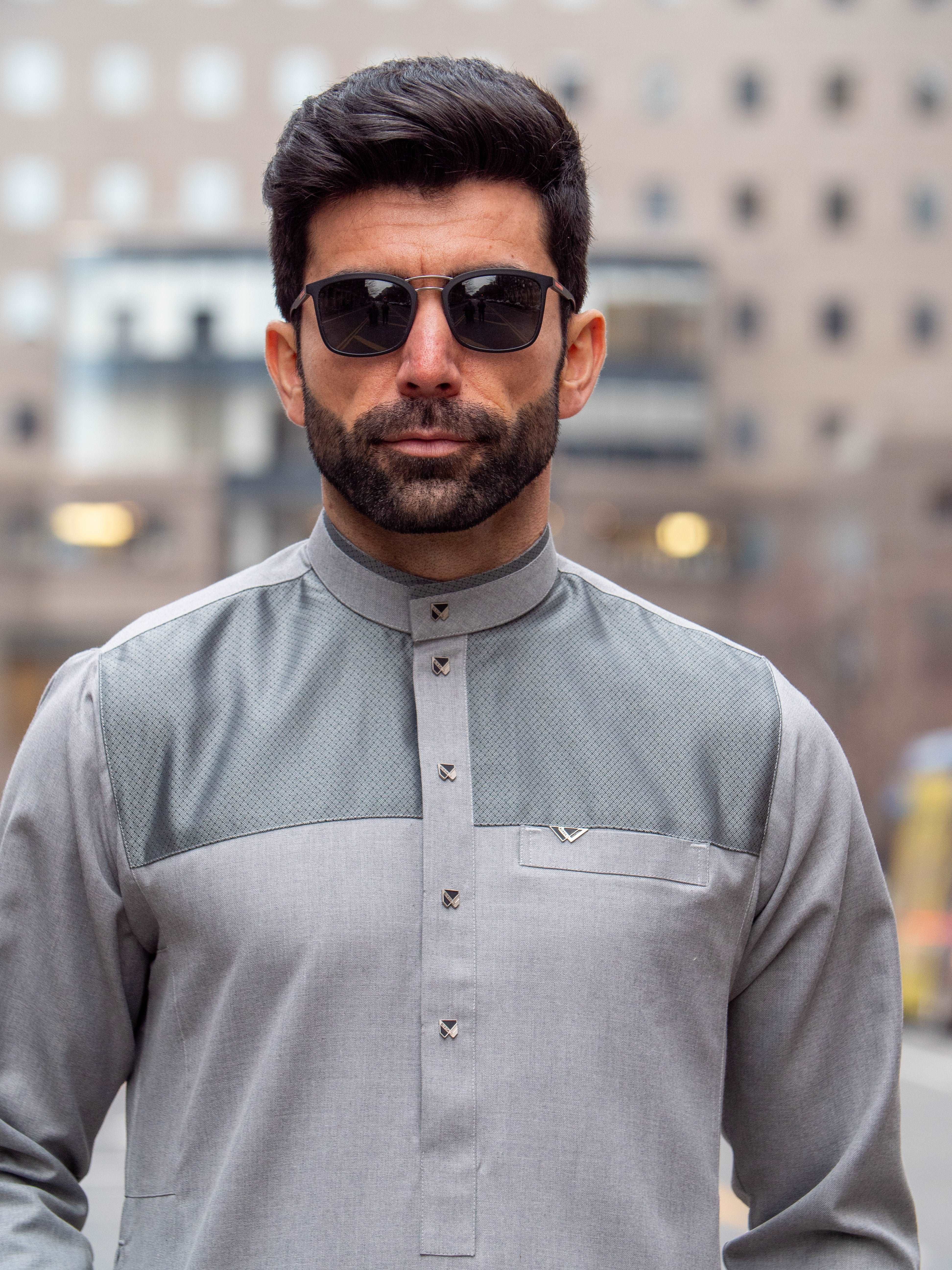 Premium Men's Thobe Robe - 101A Gray - Traditional Islamic Long Dress for Prayer, Eid & Special Occasions