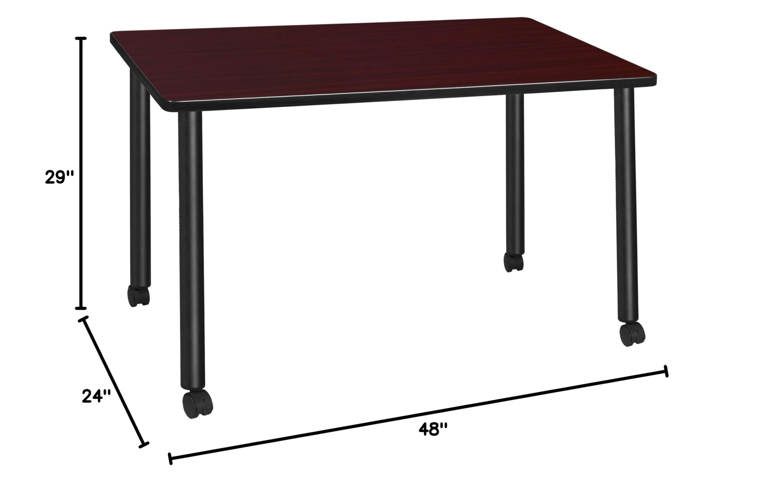Regency Kee Mobile Training Room Tables - Medium Size, Mahogany & Black Finish - Portable Folding Tables for Office, Classroom, Conference & Event Setup
