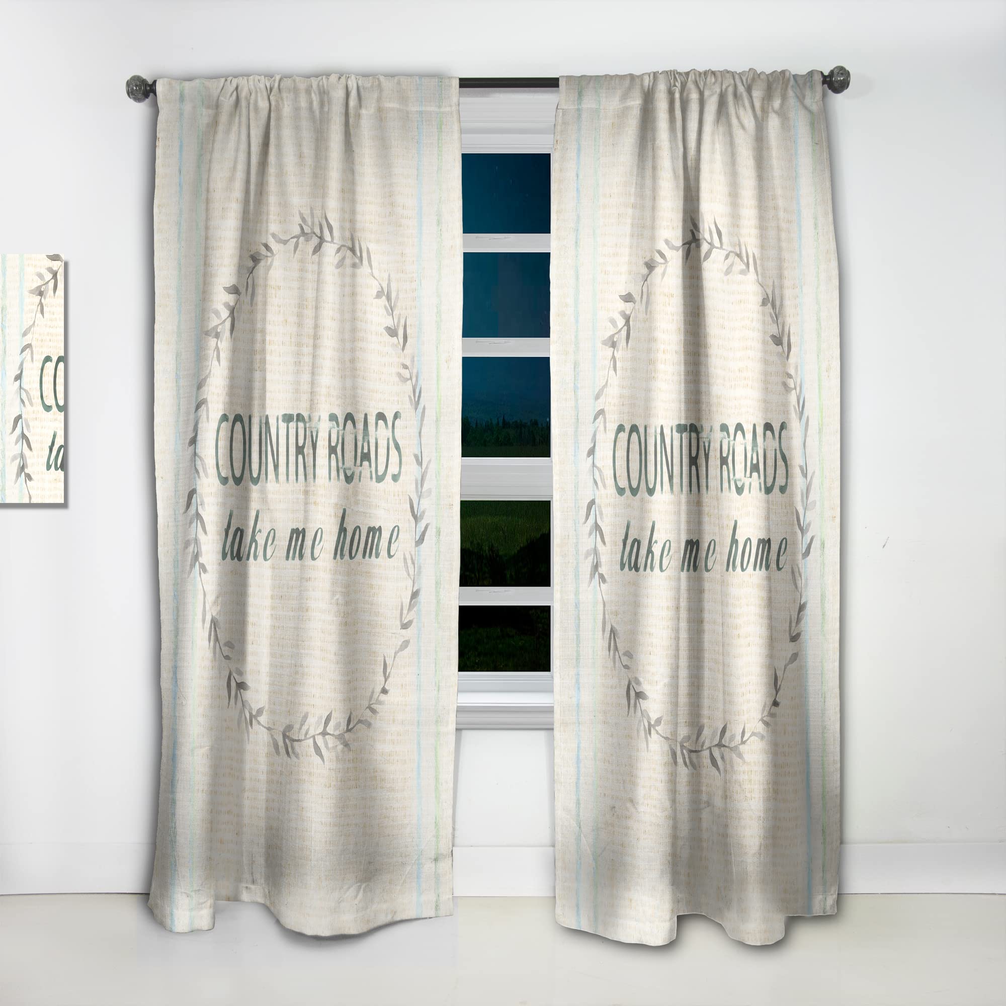DesignQ Farmhouse Floral XVIII Thermal Insulated Curtain Panel - 52x120 Inches - Blackout Drapes for Bedroom & Living Room - Perfect for Cozy Home Decor & Sunlight Control