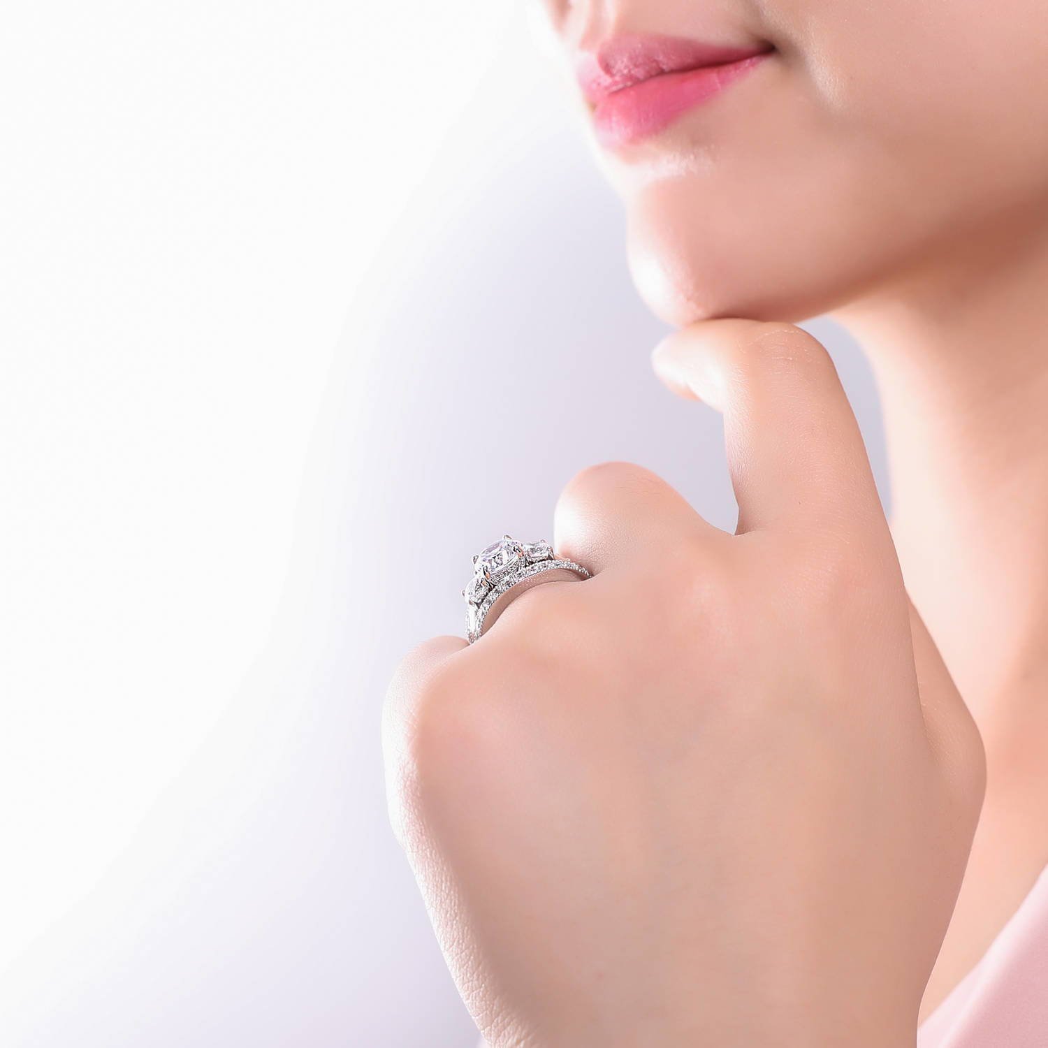 BERRICLE Sterling Silver 3-Stone Wedding & Engagement Ring Set for Women - 2.4 Carat Round Cut Cubic Zirconia CZ, Rhodium Plated, Sizes 4-10 | Perfect for Proposals, Anniversaries & Bridal Jewelry Gifts