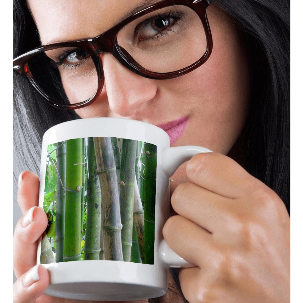3D Rose Pure Bamboo Ceramic Mug - 11 oz Insulated Coffee Cup with Lid, Perfect for Tea, Hot Chocolate & Office Use - Eco-Friendly Bamboo Fiber Design