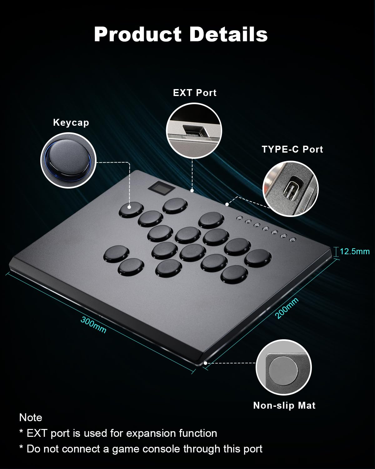ONEED Haute42 M16 Plus Black Aluminum Leverless Arcade Fight Stick - Compatible with PC, PS3, PS4 & Nintendo Switch - Low Profile Mechanical Switches, Hot Swap & SOCD Cleaning - Perfect for Fighting Games, Arcade Gaming & Esports Tournaments