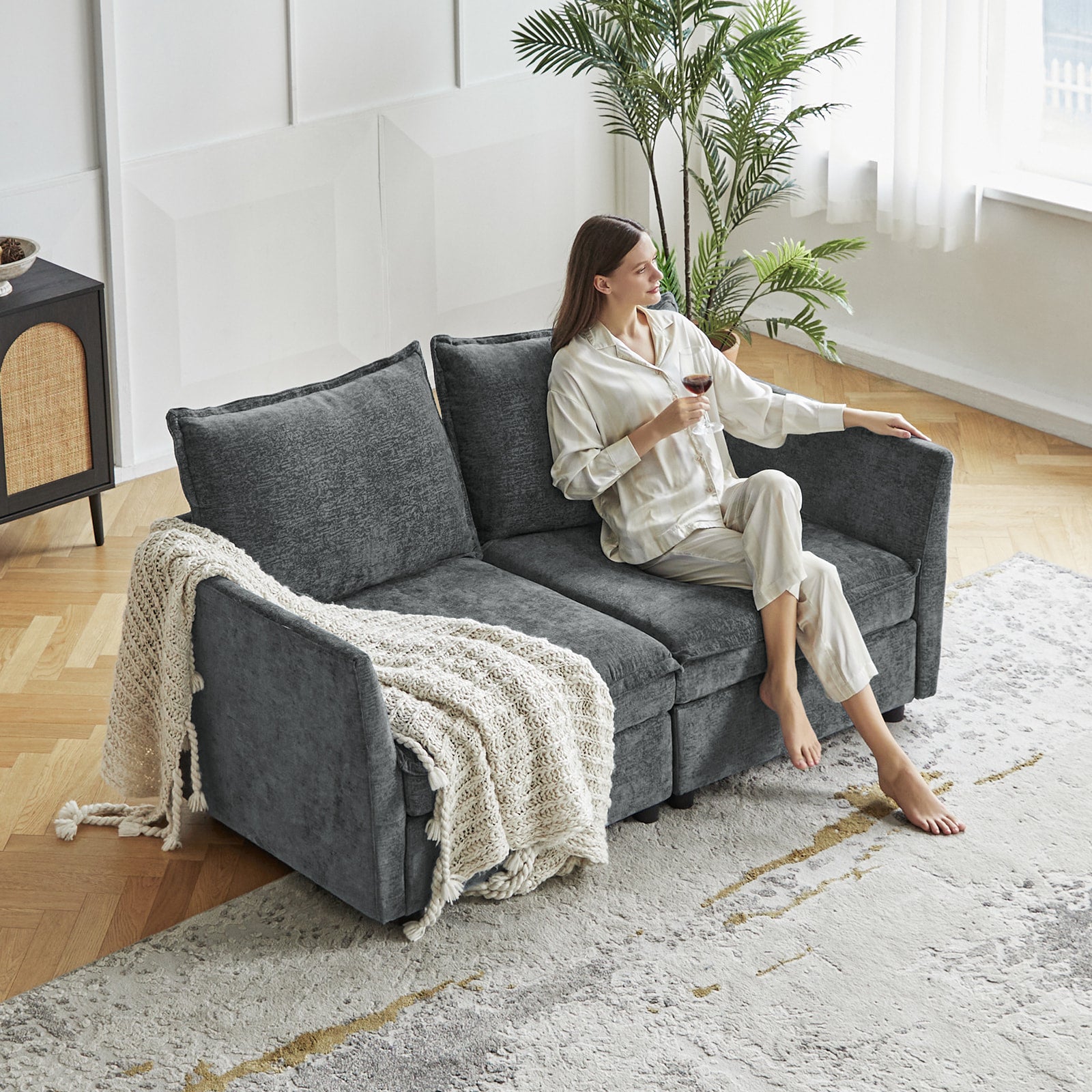 Harmetrix Oversized Soft Sectional Couch with Storage | Modern L-Shaped Sofa Bed with Hidden Compartment | Perfect for Living Room, Family Room & Small Spaces