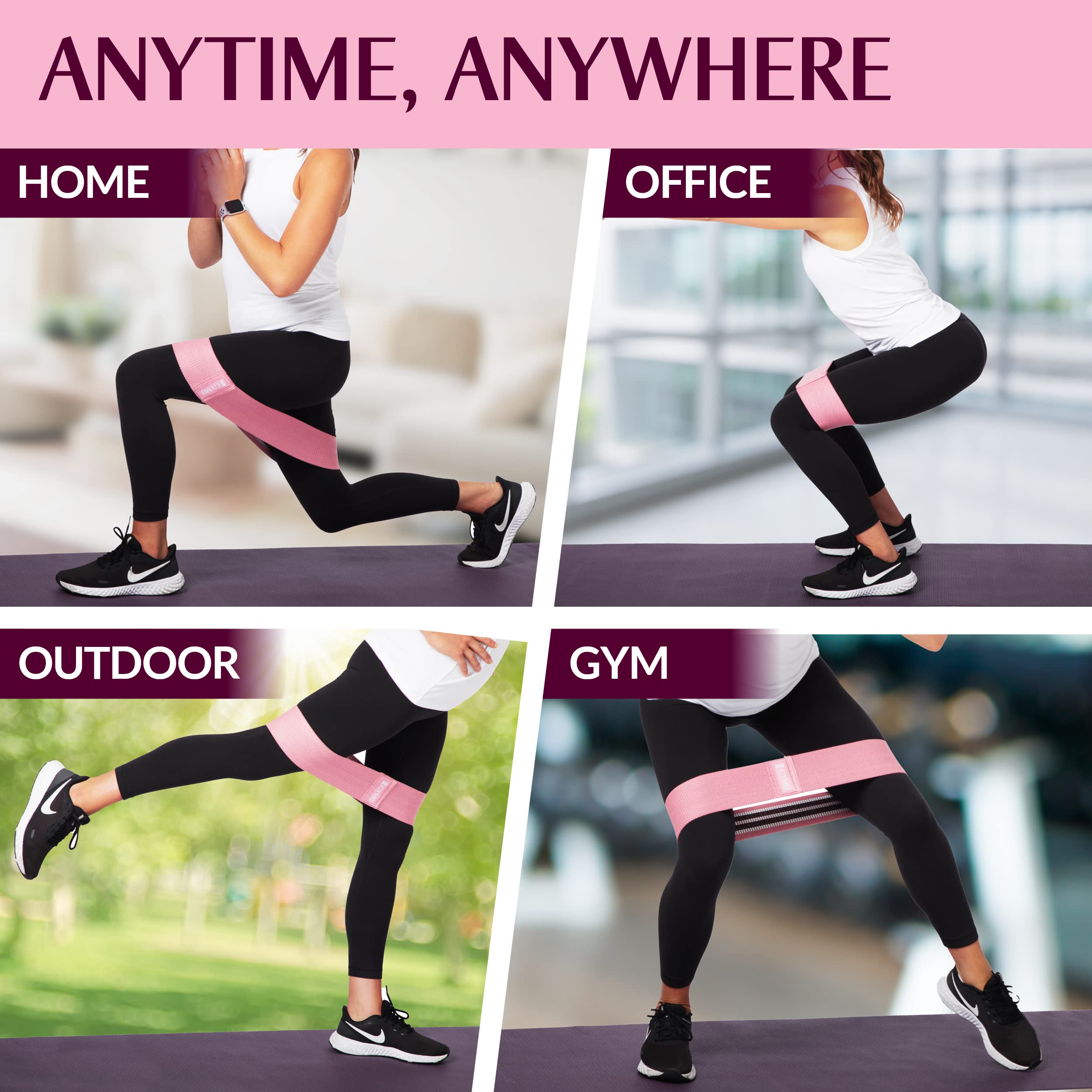 Premium Resistance Bands for Workouts - Non-Slip Exercise Bands for Glutes, Thighs & Legs - Gym & Home Fitness, Yoga, Strength Training & Pilates for Men & Women - 3 Levels - Perfect for Home Gym, Outdoor Training & Physical Therapy
