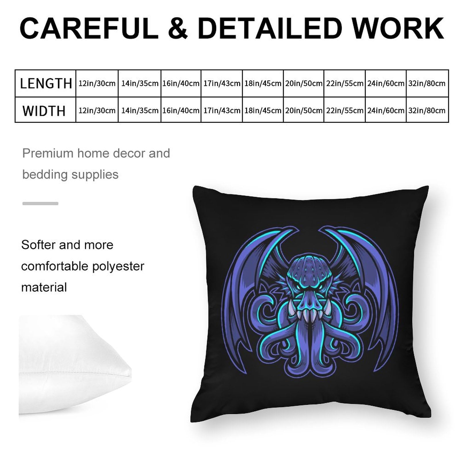 Cthulhu Esports Mascot Polyester Pillow Cover - Soft & Smooth 17x17 Inch Cushion Case for Sofa, Bed, Gaming Chair - Perfect for Gamers, Anime Fans & Home Decor