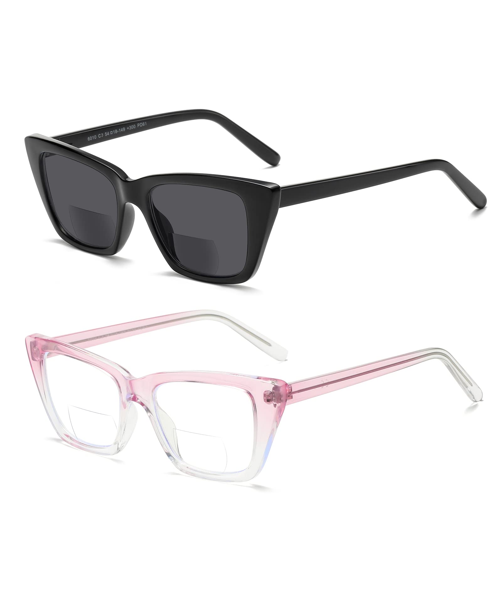 Bifocal Reading Glasses for Women - Oversized Cat Eye Blue Light Blocking Computer Glasses | Stylish Lightweight Fashion Eyewear for Reading, Office Work & Screen Time