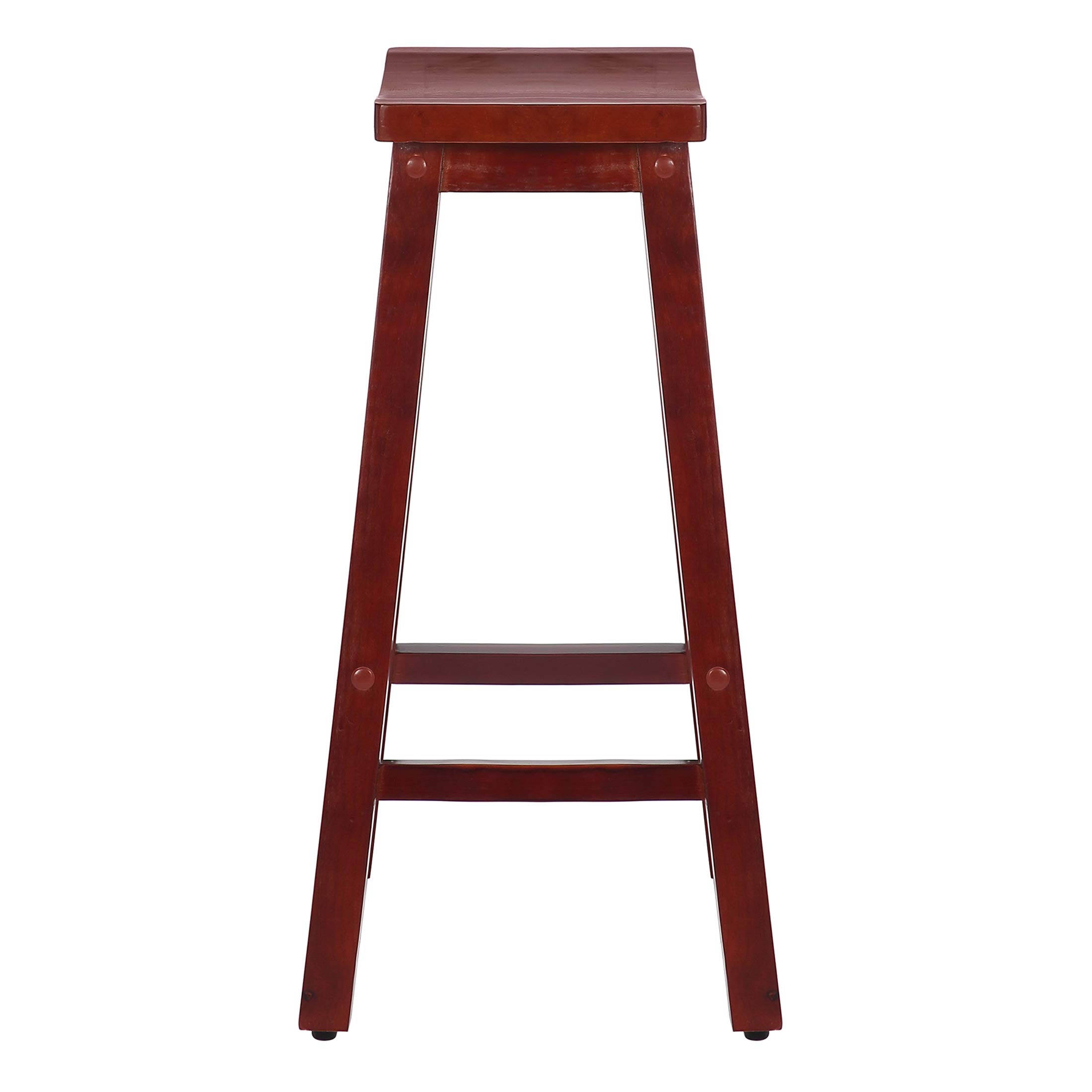 WestinTrends Reed 29 Inch Saddle Bar Stools Set of 2 - Solid Wood Kitchen Counter Height Stools in Cherry Finish - Perfect for Breakfast Bars, Kitchen Islands & Home Decor