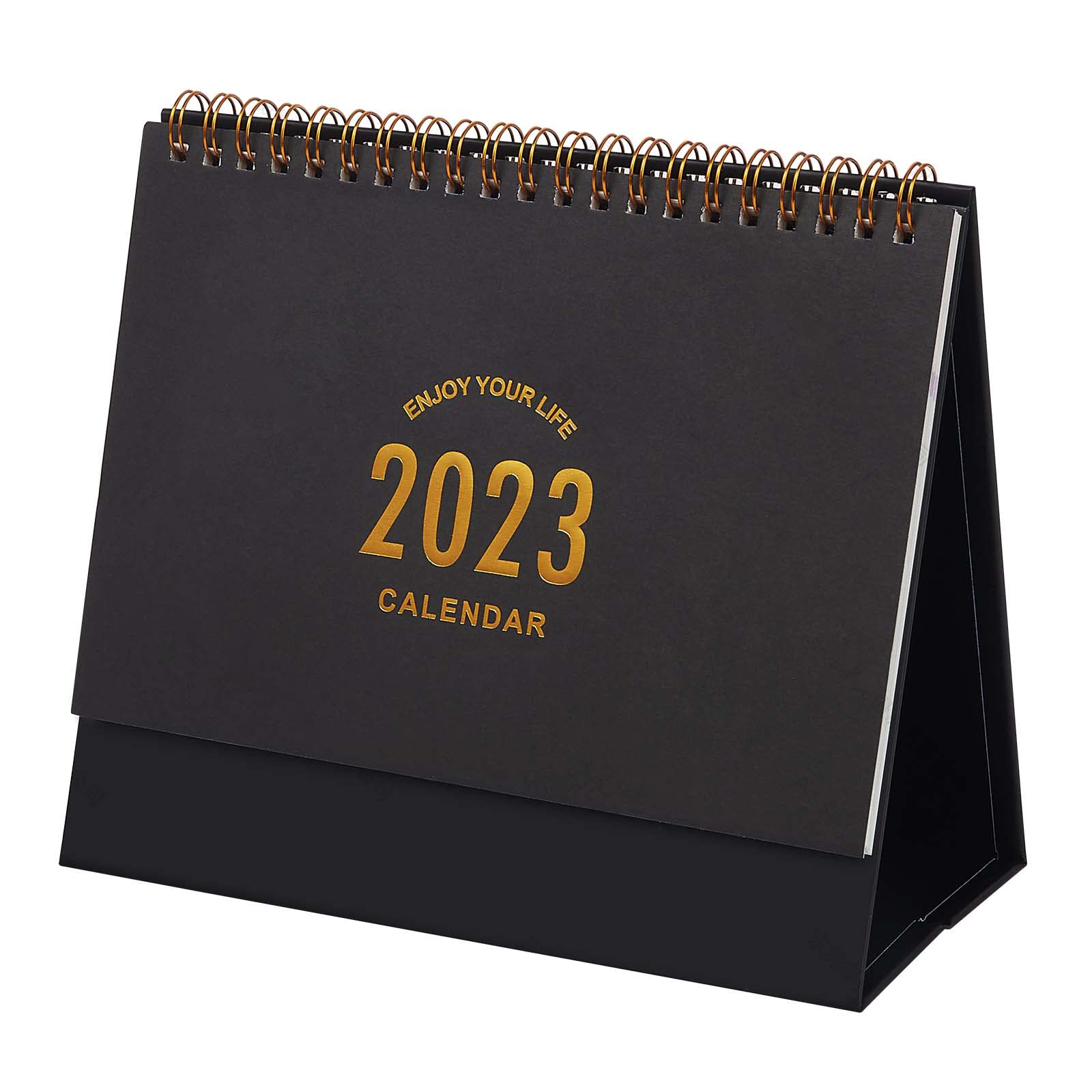 2022-2023 Small Desk Calendar Planner | July 2022 to December 2023 Mini Daily Schedule Organizer | Thick Paper Twin-Wire Binding with Stickers | Perfect for Home, Office & School Use (Black)