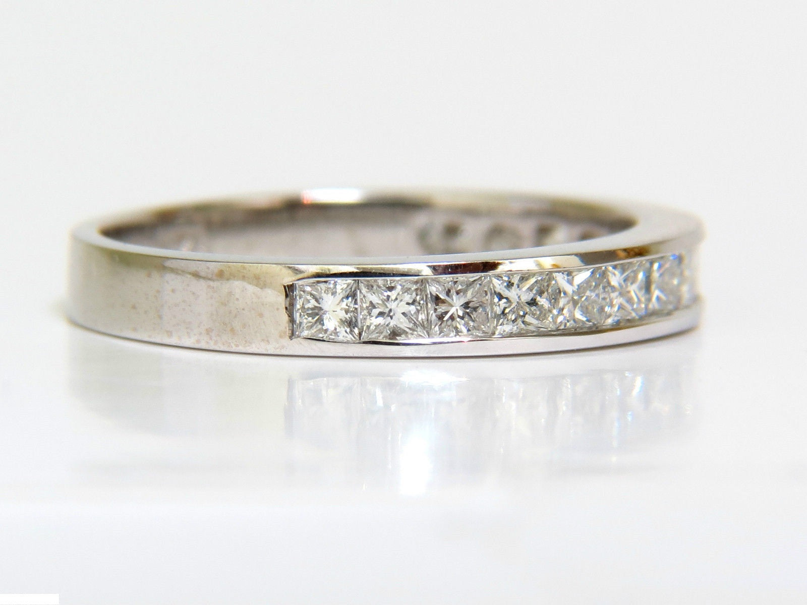 0.70CT Classic Princess Cut Diamond Band Ring in 14K White Gold - Elegant Wedding, Engagement & Anniversary Jewelry Gift for Women