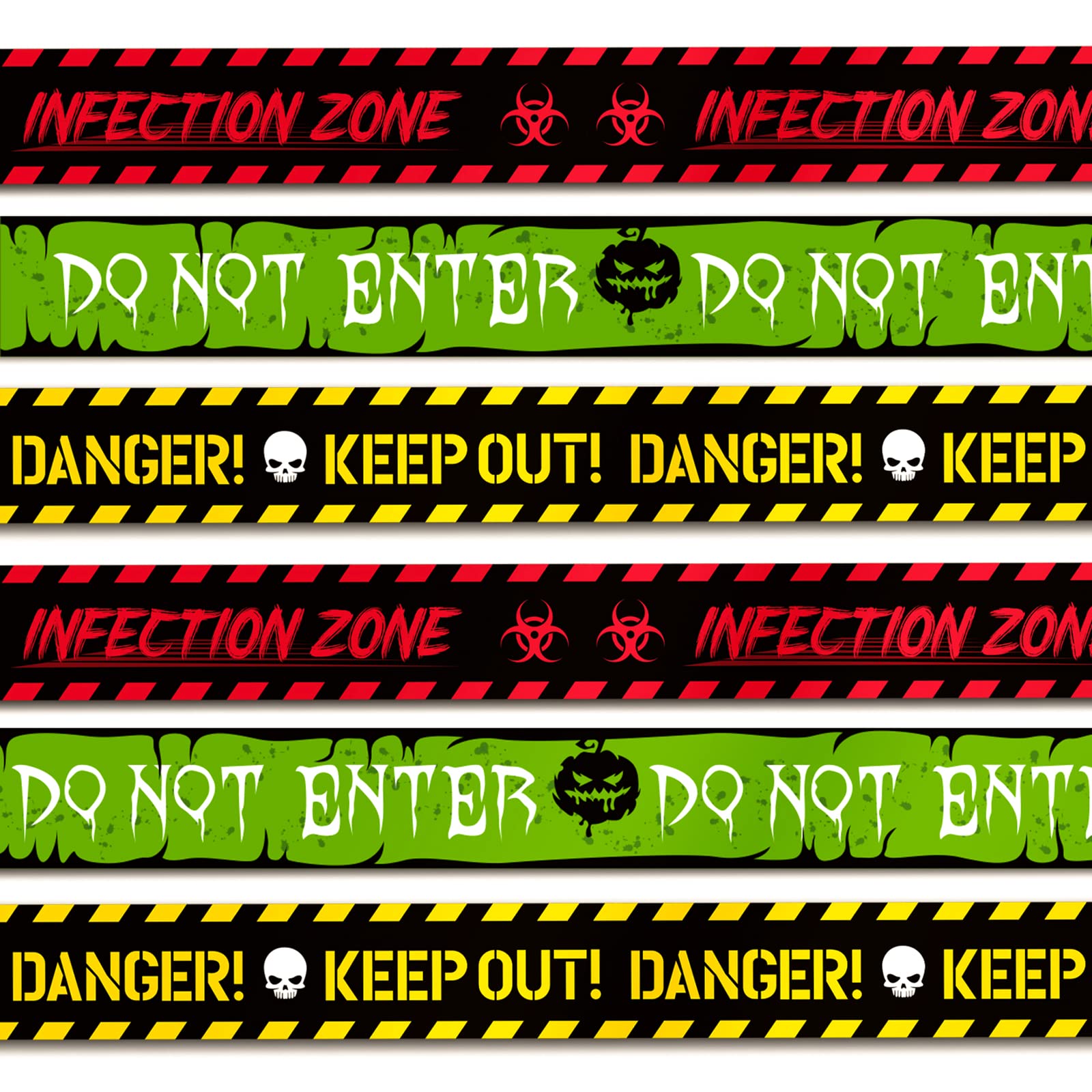 DIYASY Halloween Caution Tape Decoration - 3 Pack 100Ft Yellow Zombie Warning Tape & Red Fright Duct Tape Bundle for Party Decor, Haunted Houses, Crime Scenes, and Spooky Events