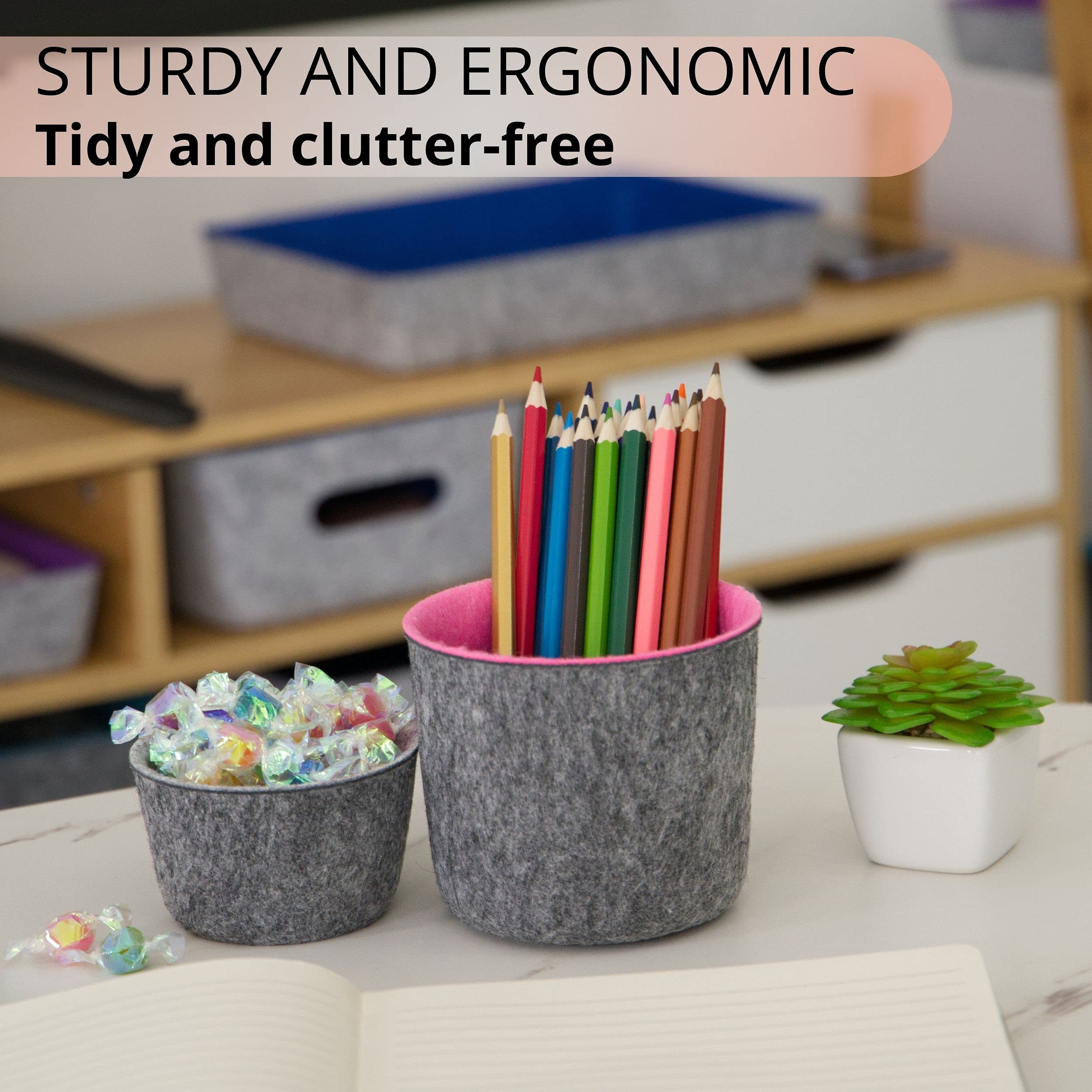 Teeo Desk Organizer Set - 3-Pack Orange Drawer Dividers & Catch All Trays for Nursery, Dresser, Home Office & Bedroom Organization - Perfect for Cosmetics, Baby Items & Workspace Storage