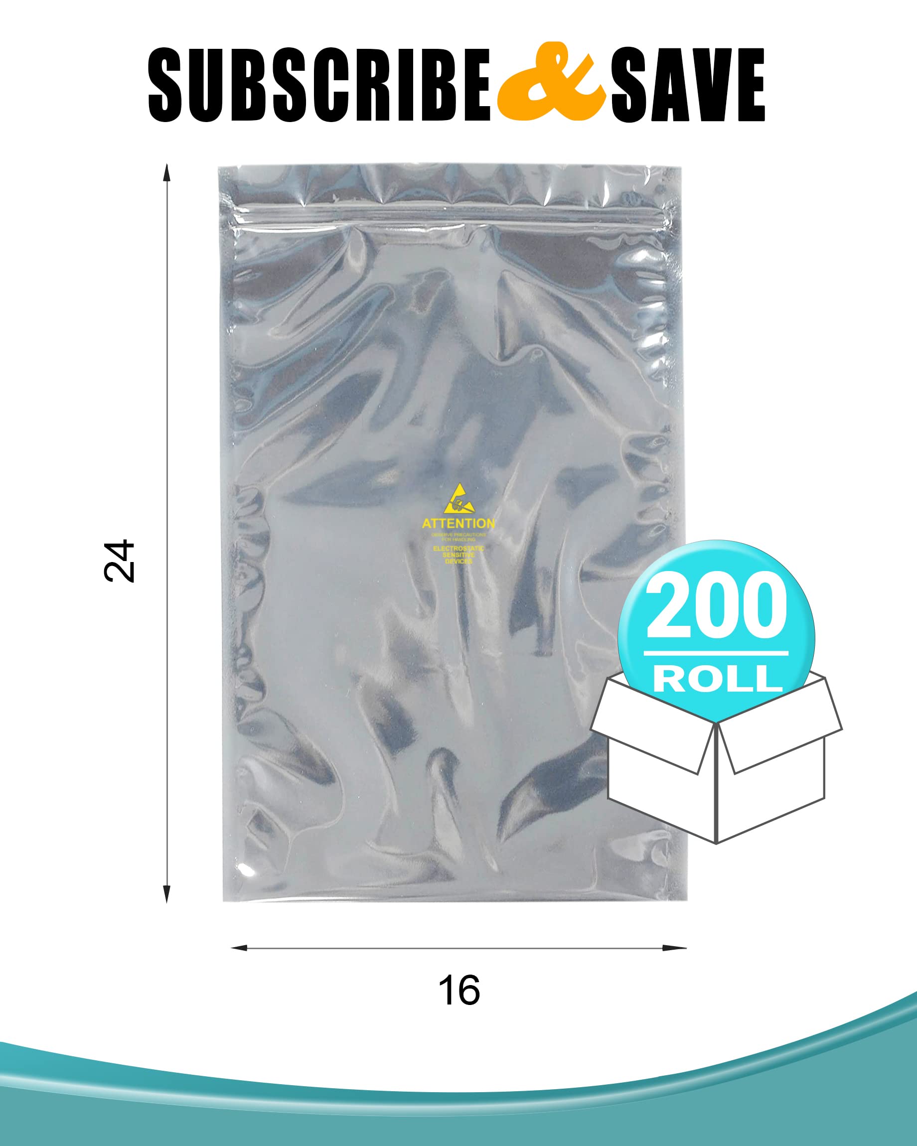 APQ 200-Pack 16x24 Grey Static Shielding Zipper Bags | ESD Protection for Electronics | Seal Top Closure | Transparent Anti-Static Bags for Sensitive Components - Perfect for PCB Storage & Electronic Parts Protection
