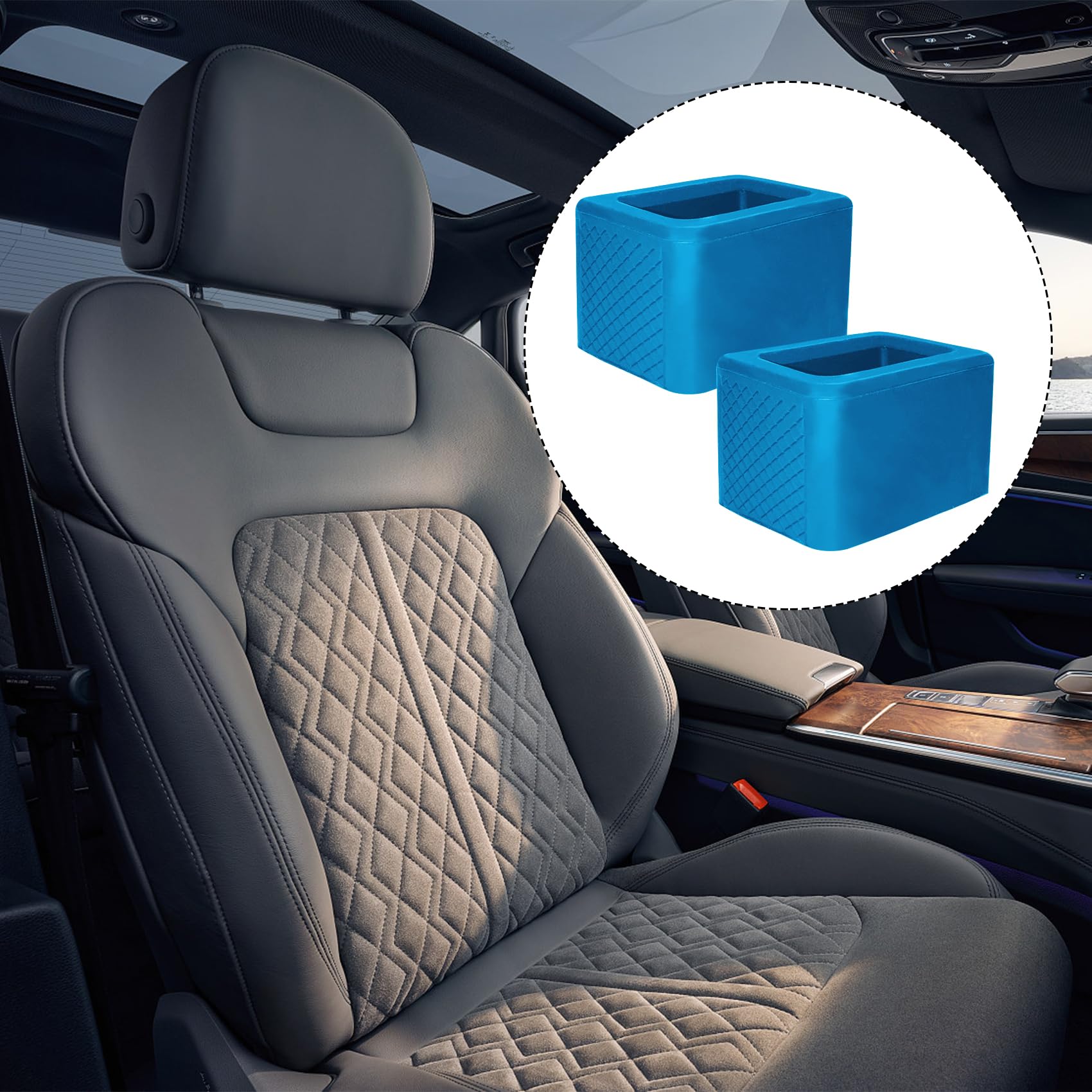 NTNEV 2-Pack Silicone Seat Belt Buckle Holder - Car Seat Belt Booster for Easy Access, Stable & Upright Position - Universal Car Accessories (Blue) - Perfect for SUVs, Trucks & Family Vehicles