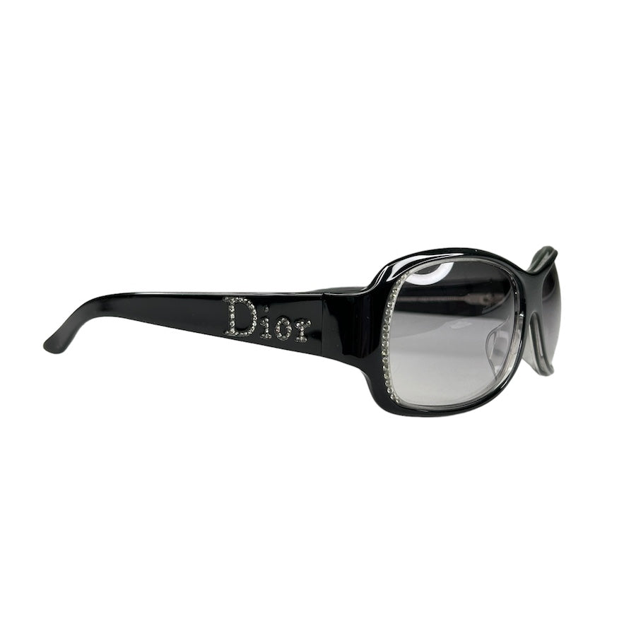 Dior Rhinestone Spellout Sunglasses - Black | Luxury Fashion Sunglasses for Women | Perfect for Summer, Beach & Outdoor Activities