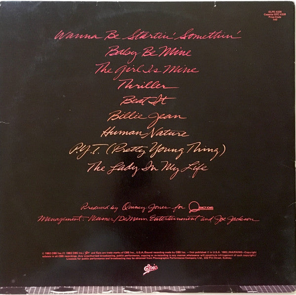 Michael Jackson Thriller Vinyl LP Album Gatefold Cover VG+ Condition - Perfect for Collectors & Music Lovers