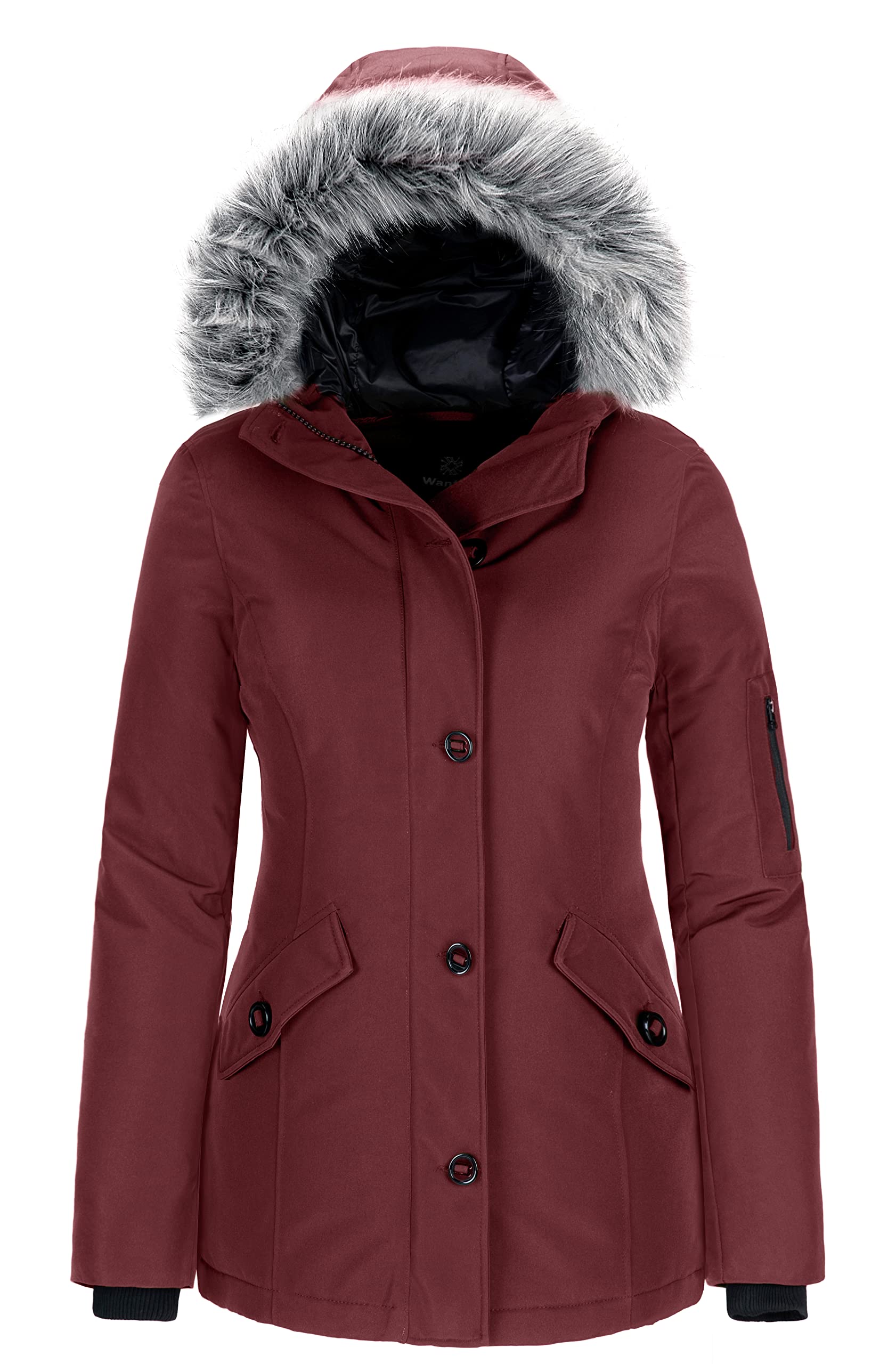 Wantdo Women's Winter Jacket - Windproof Warm Down Parka Coat with Fur Hood for Outdoor Activities, Hiking & Cold Weather