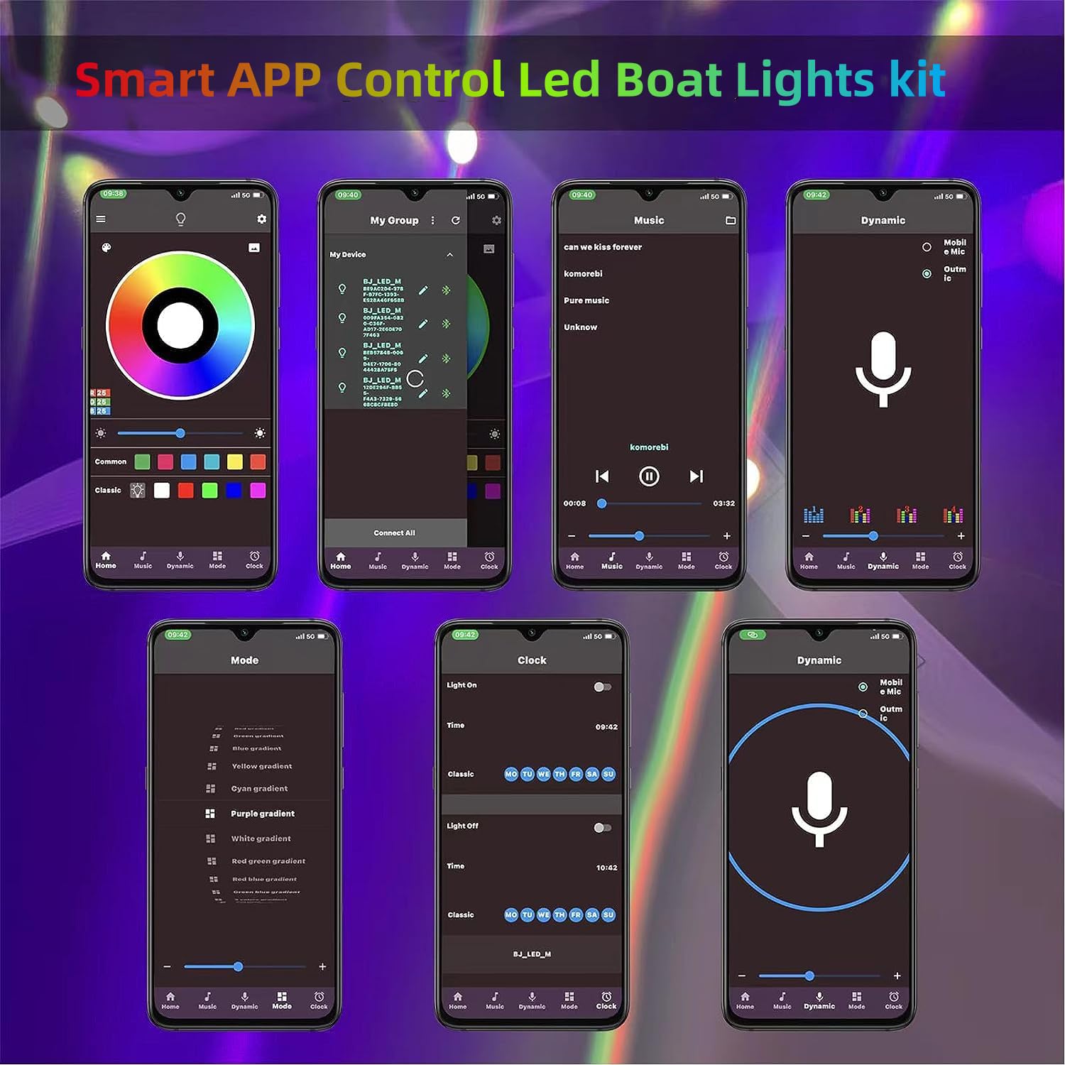 25FT LED Boat Lights - 12V APP & RF Remote Control RGB Marine Strip Lights, IP66 Waterproof for Pontoon, Bass, Fishing Boats & Yachts | Deck & Interior Lighting for Night Fishing & Party Atmosphere