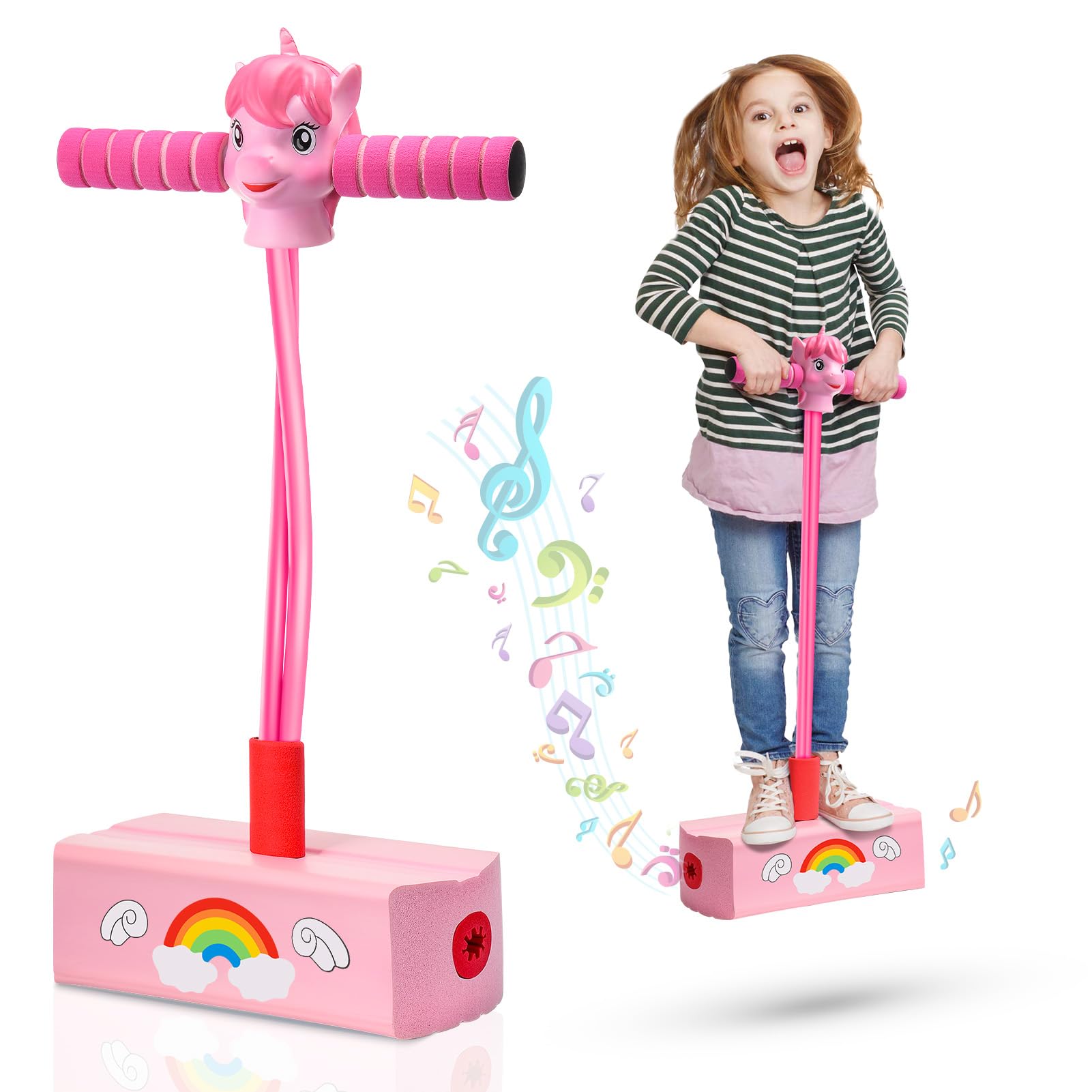 **CUUGO LET'S GO! Kids Foam Pogo Stick Jumper - Safe & Fun Outdoor/Indoor Toy for Boys & Girls Ages 3-12 | Promotes Exercise & Growth | Perfect Gift for Christmas, Birthdays & Stocking Stuffers | Great for Playtime, Backyard Fun & Active Kids**