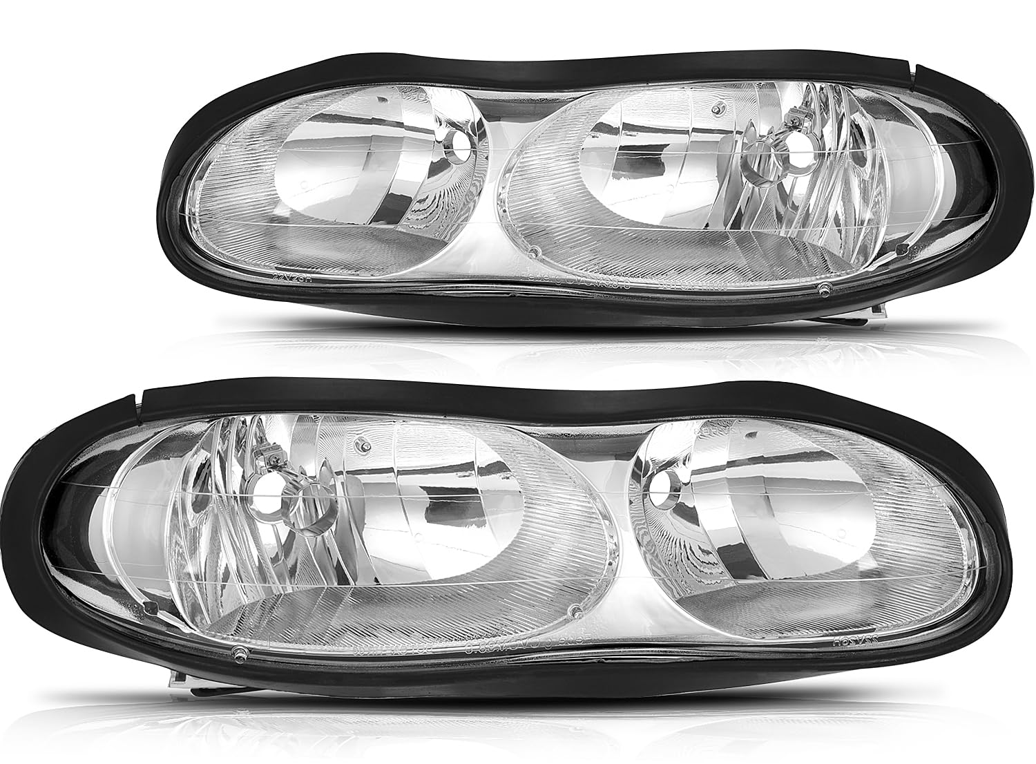 1998-2002 Chevy Camaro Headlight Assembly - Chrome Housing & Clear Lens Replacement Headlamps | Perfect for Night Driving & Car Restoration Projects