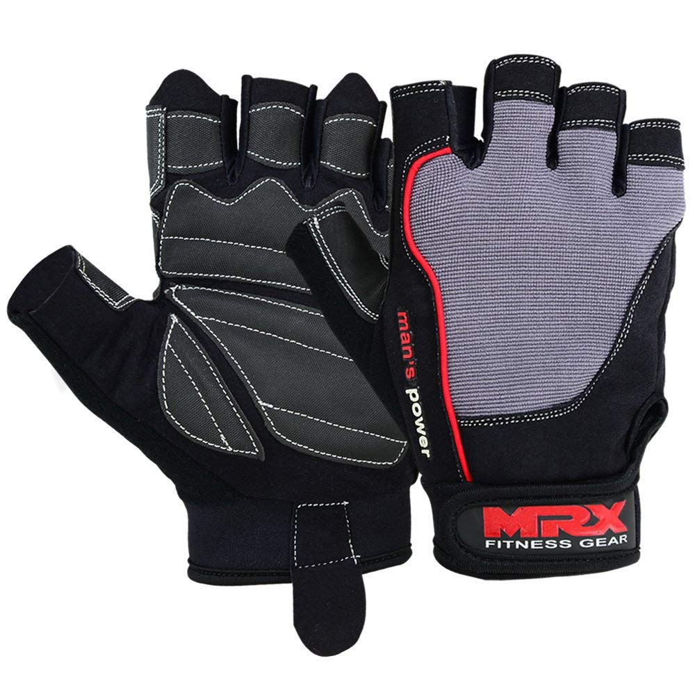 MRX Weightlifting Gloves for Men & Women - Gym Workout Gloves with Padded Palm for Bodybuilding, Strength Training & Better Grip - Perfect for CrossFit, Powerlifting & Weight Training