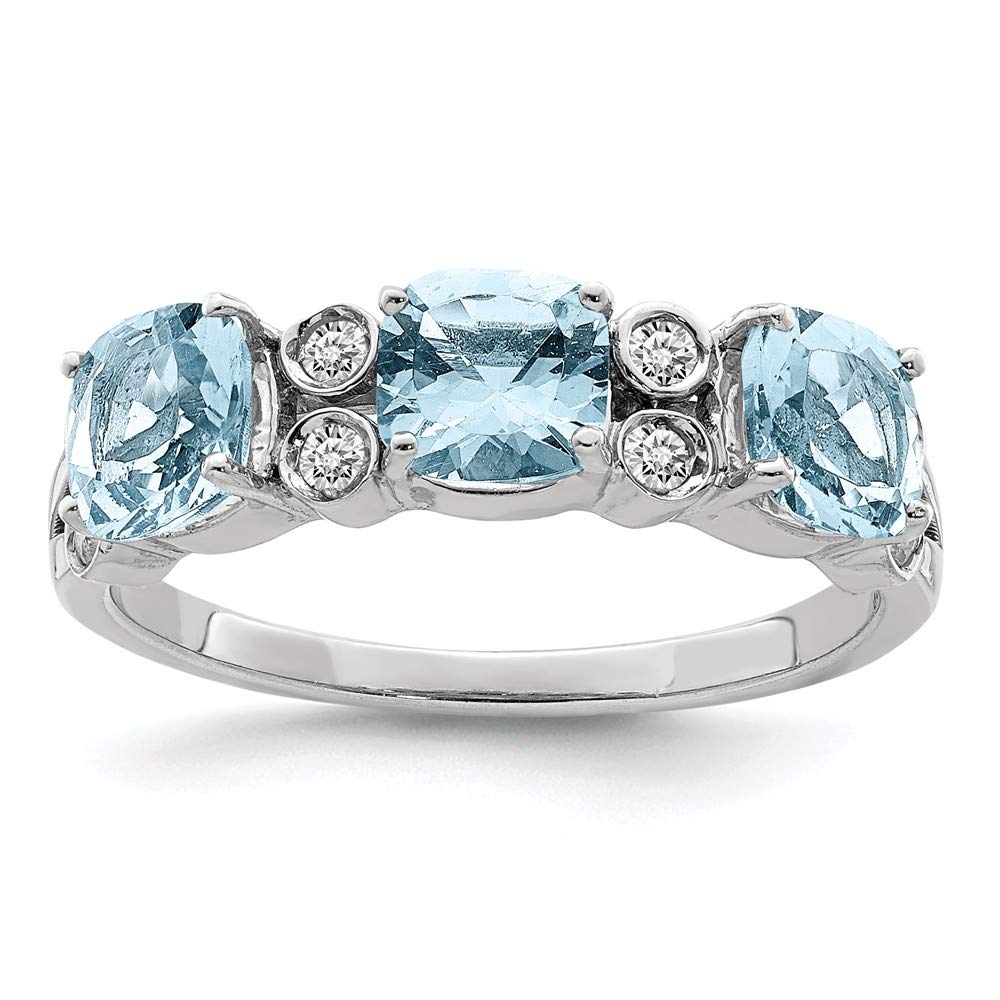 925 Sterling Silver Diamond & Swiss Blue Topaz Ring for Engagement & Wedding