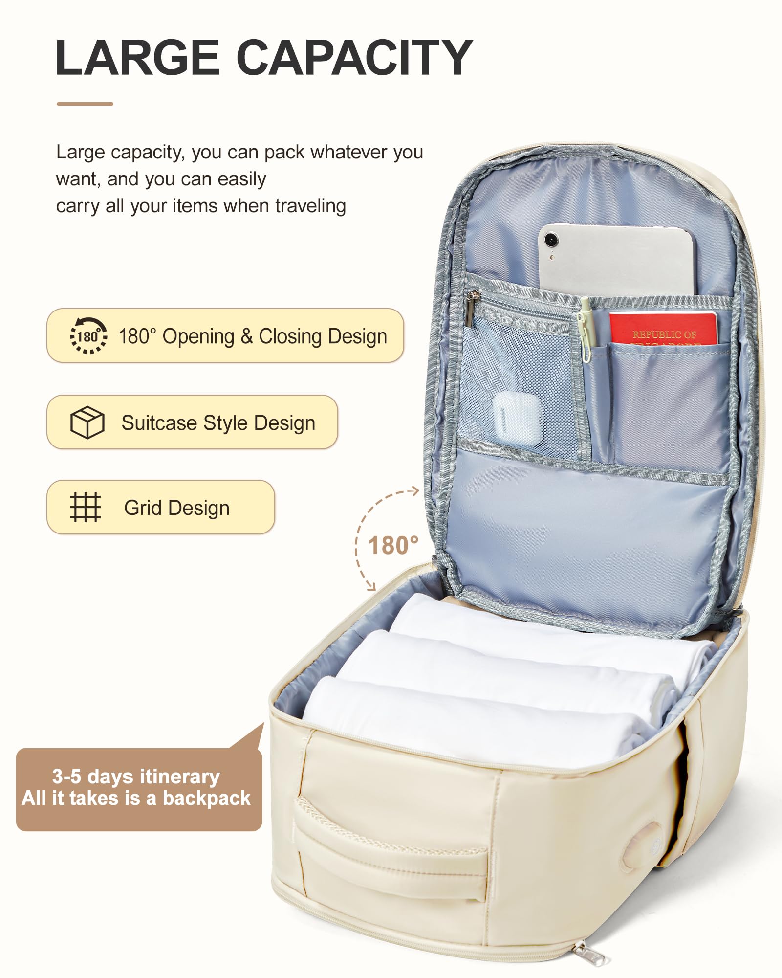 Large Travel Laptop Backpack for Men & Women - TSA Approved Carry On Backpack with USB Charging Port - Water Resistant Business Work & Hiking Backpack - Perfect for Air Travel, Commuting & Outdoor Adventures