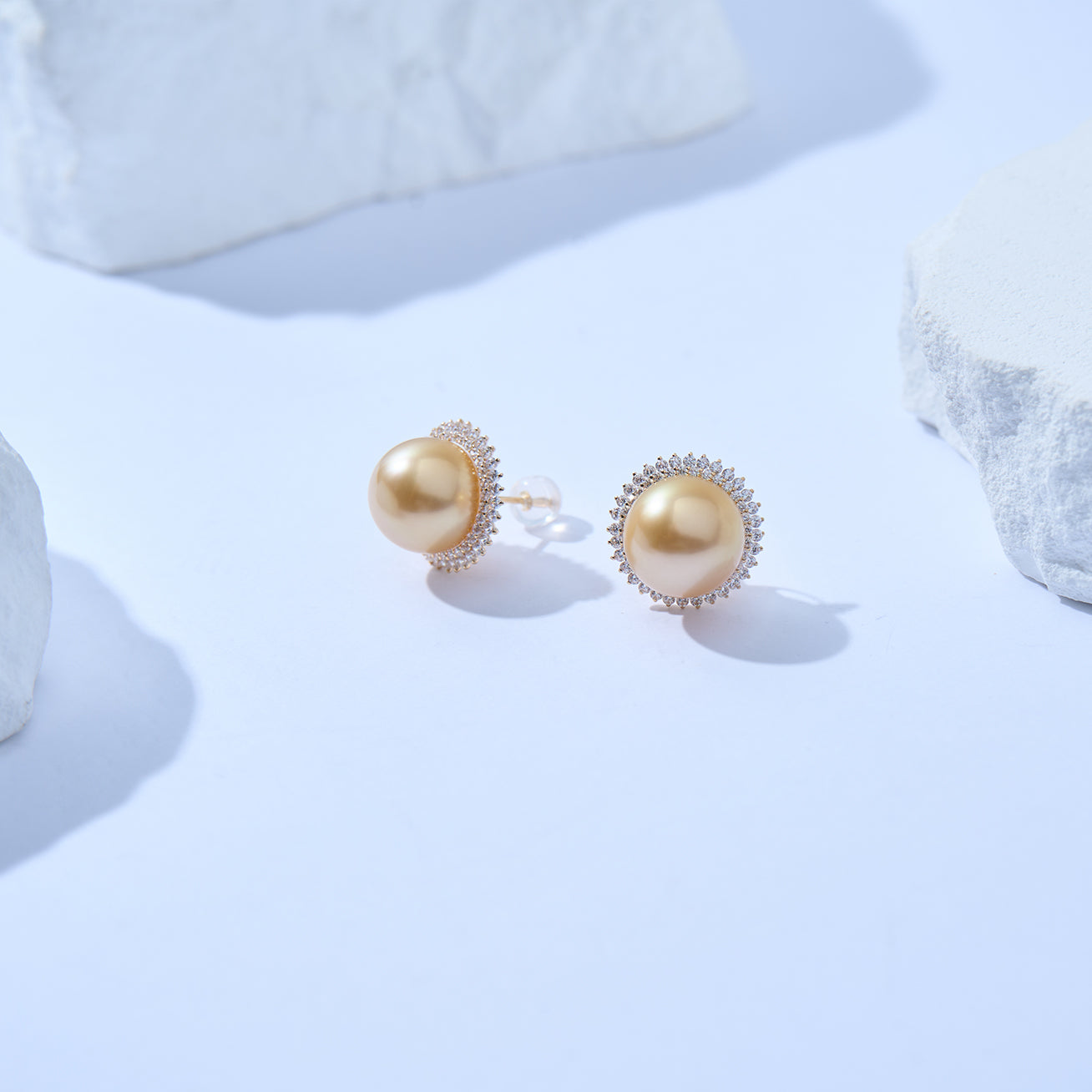 18K Solid Gold South Sea Golden Pearl Earrings - Luxury Dangle Earrings for Women, Elegant Gift for Wedding, Anniversary & Special Occasions