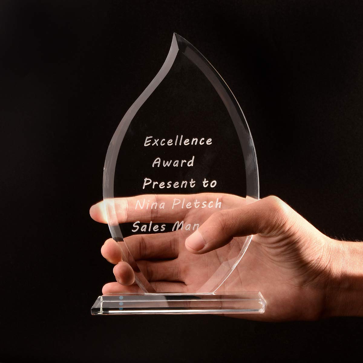 Customized Crystal Award Trophy for Teacher Appreciation - Free Engraving Glass Plaque for Employee Recognition & Achievement Awards - Perfect for Ceremonies, Milestones & Corporate Gifts