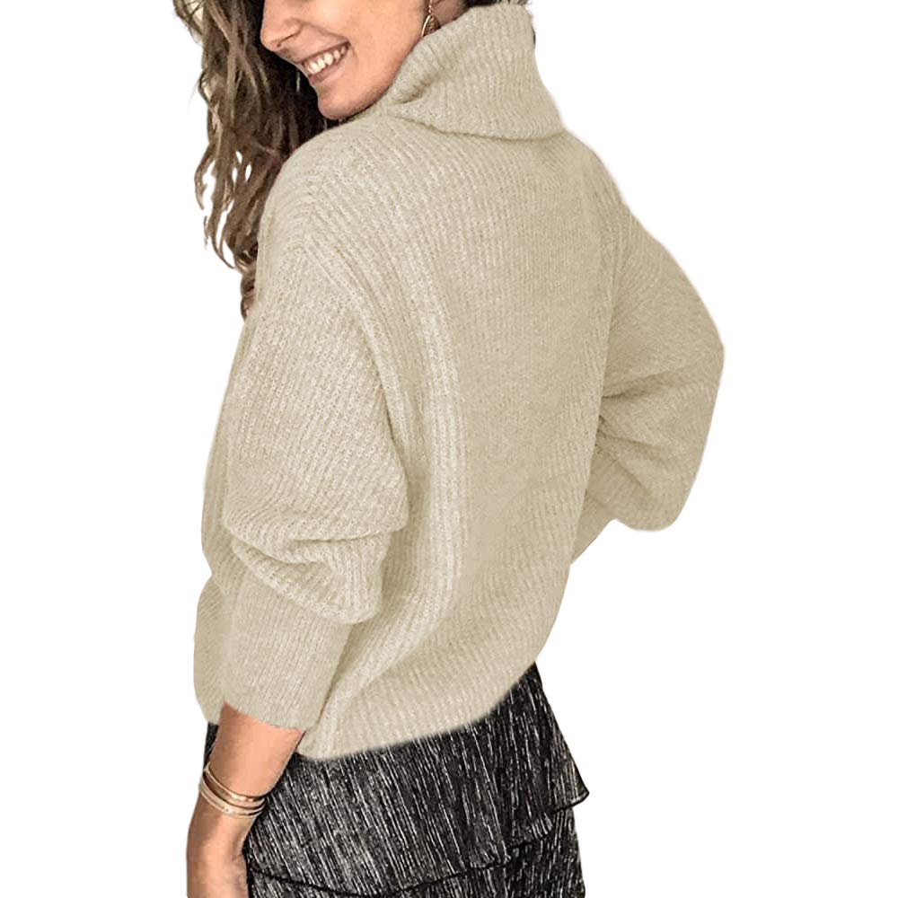 Women's Oversized Turtleneck Sweater - Chunky Knit Pullover with Cowl Neck & Long Sleeves - Winter Warm Loose Fit Casual Sweater for Work, Travel & Cozy Home Wear