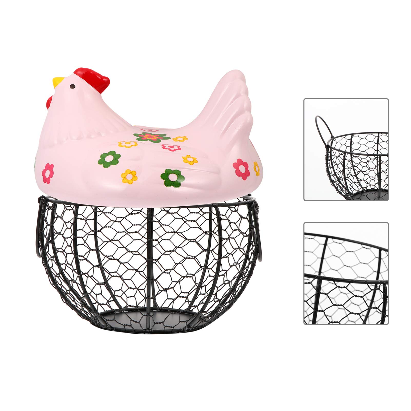 DOITOOL Ceramic Egg Holder Basket - Chicken Hen Figure Design, Egg Storage Container for Kitchen, Fruit & Vegetable Organizer, Candy Dispenser - Perfect for Farmhouse Decor, Easter Decorations, and Pantry Organization