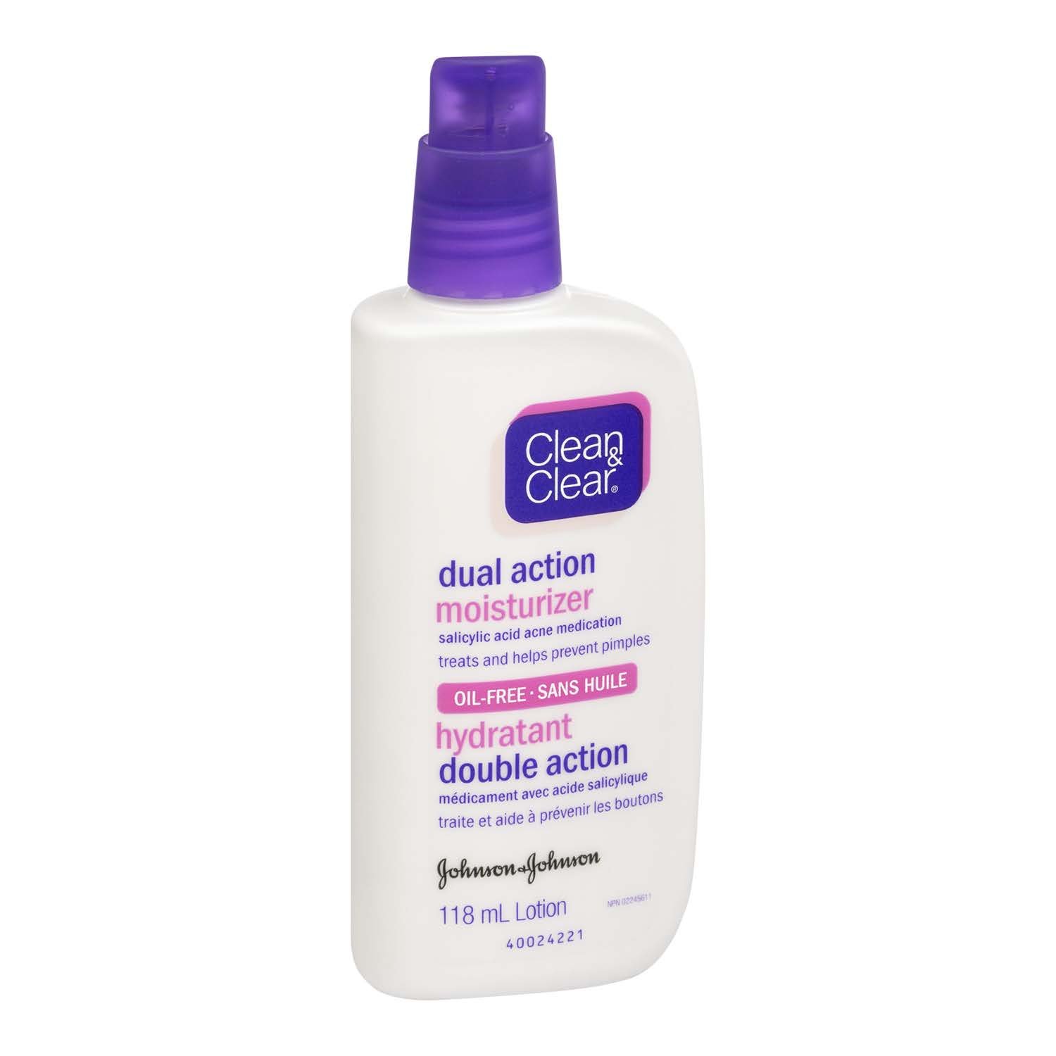 Clean & Clear Oil-Free Dual Action Moisturizer 3.93oz - Acne Treatment & Hydration for Oily & Sensitive Skin - Daily Face Moisturizer for Teens & Adults - Lightweight, Non-Greasy Formula for Clear, Healthy Skin - Perfect for Morning & Night Skincare Routine