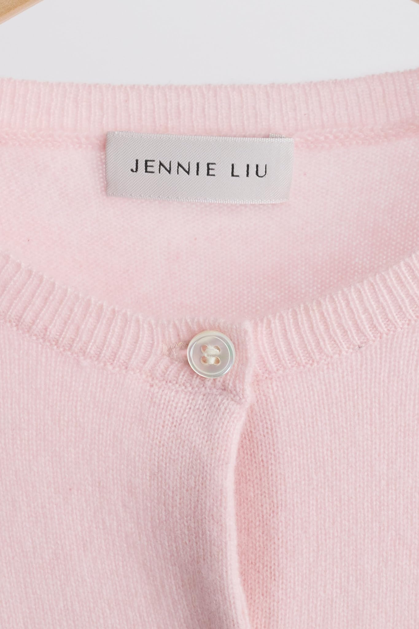 JENNIE LIU Women's 100% Pure Cashmere Button Front Long Sleeve Crewneck Cardigan Sweater | Soft & Warm Winter Knitwear for Office, Travel & Casual Outfits