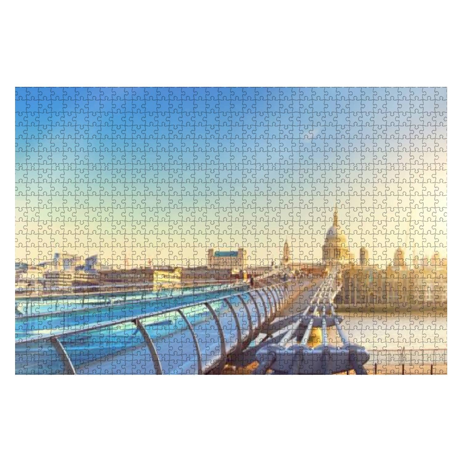 1000-Piece Wooden Jigsaw Puzzle - Panoramic View of London's Millennium Bridge & St. Paul's Cathedral | Educational Puzzle Game for Kids & Adults | Stress Relief & Family Bonding Activity | Perfect for Home Decor, Gifts & Classroom Learning