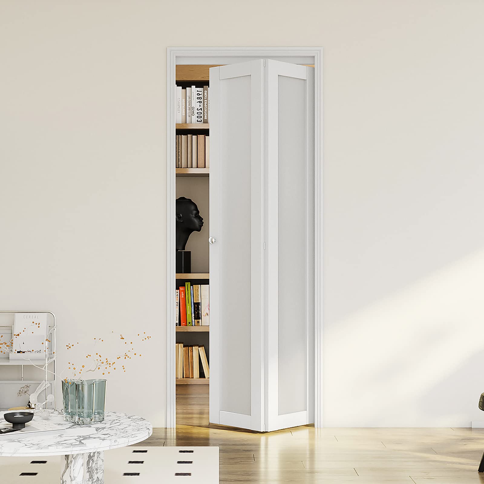 White Frosted Glass Bi-Fold Closet Door - 30