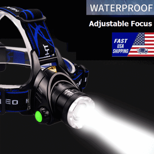 High Power 3 Mode LED Waterproof Headlamp Kit - Rechargeable Headlight for Camping, Hiking, Running & Outdoor Activities