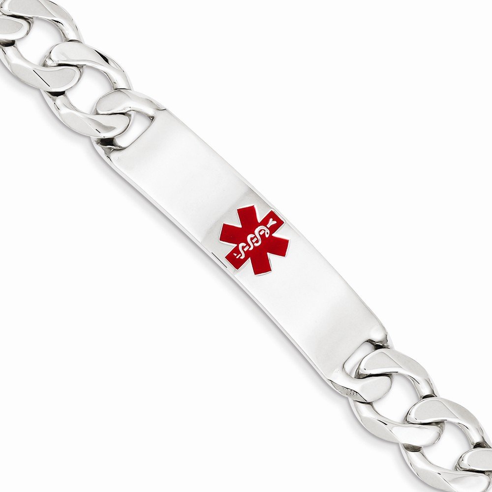 Sterling Silver Polished Medical ID Bracelet - Figaro Anchor Link Design for Men & Women | Perfect for Nurses, Doctors, Healthcare Workers & Emergency Situations
