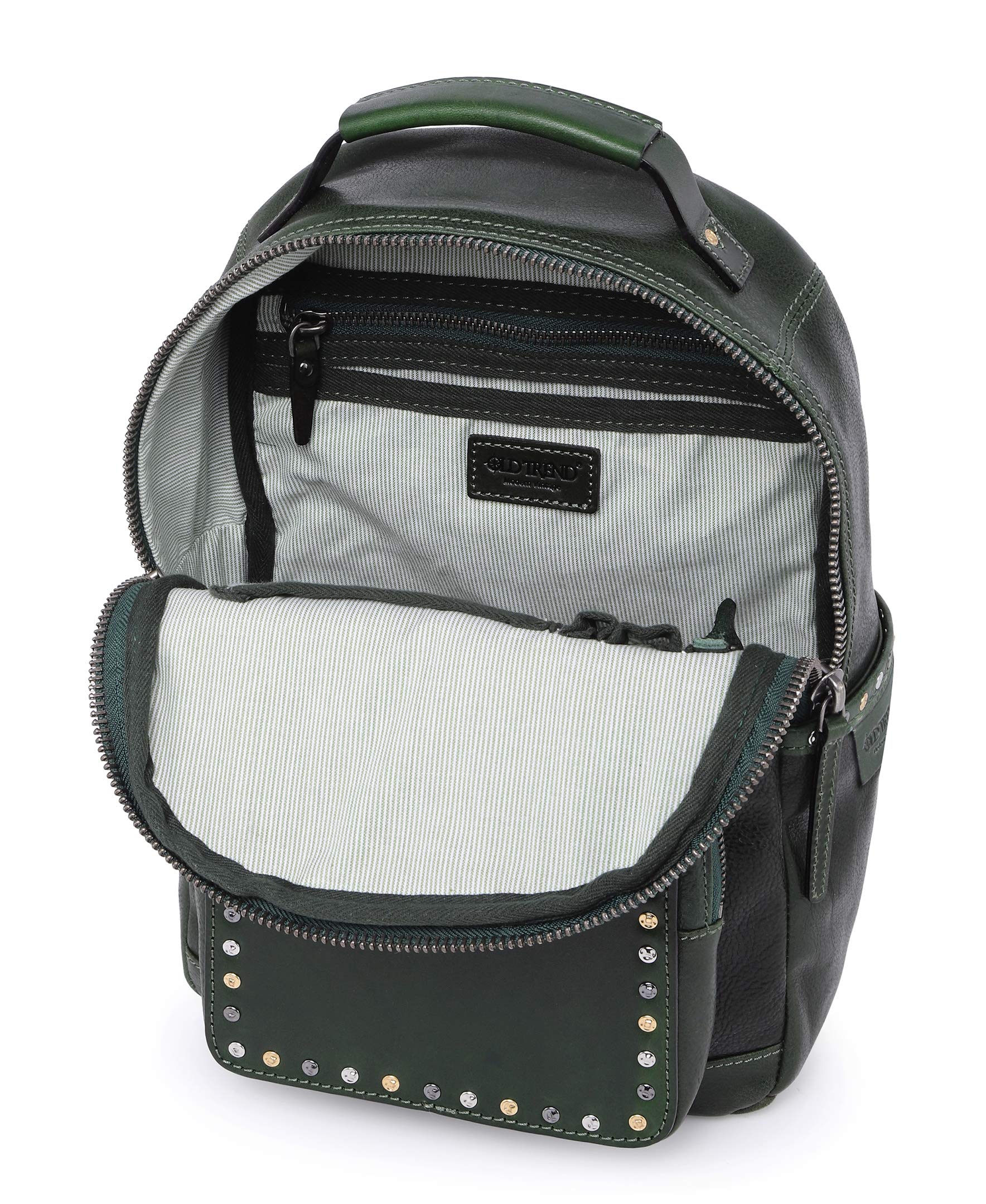 Genuine Leather Soul Stud Backpack for Women & Men - Stylish Kale Color School Bag, Travel Backpack, Laptop Bag | Durable & Fashionable for College, Work, Commute