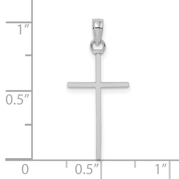 14K Solid White Gold Latin Cross Pendant Necklace for Women - Mexican Holy Cross Jesus Christ Charm - Religious Jewelry for Baptism, First Communion & Everyday Wear