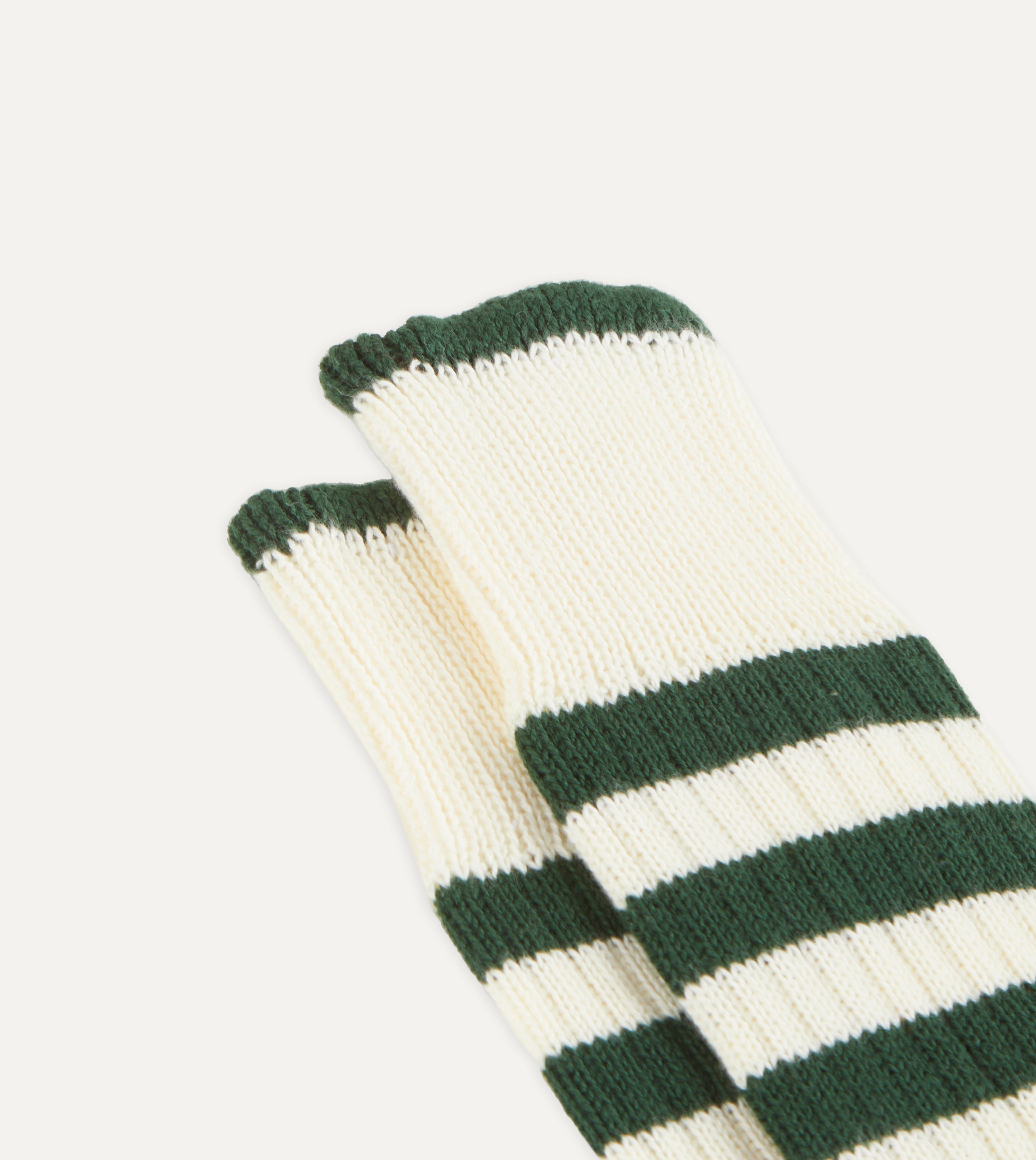 Breathable Green & Ecru Striped Athletic Socks for Men & Women - Perfect for Running, Gym & Casual Wear