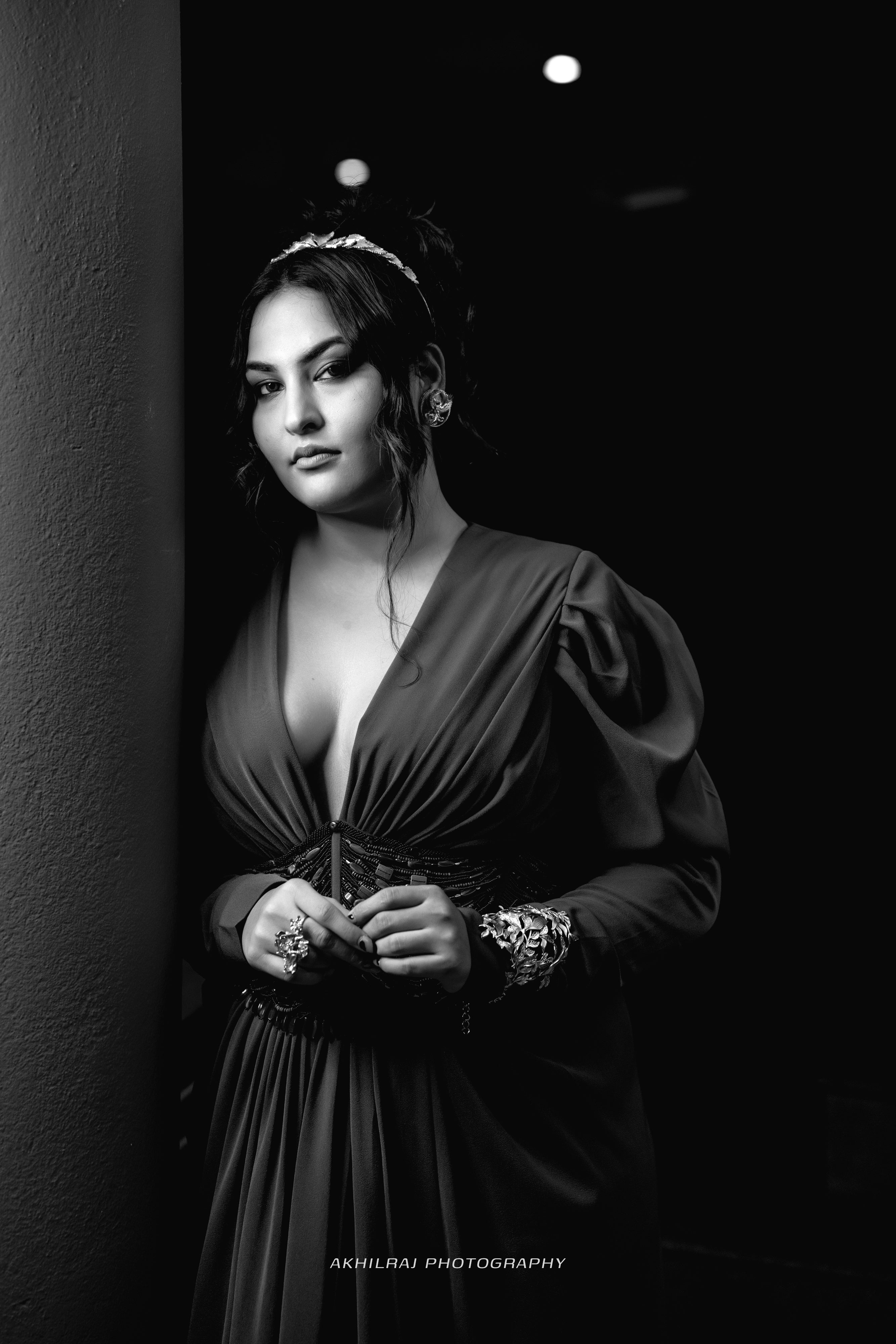 Sakshi Sindhwani Dark Tan Corset Dress with High Slit - Elegant Evening Gown for Parties, Weddings & Special Occasions