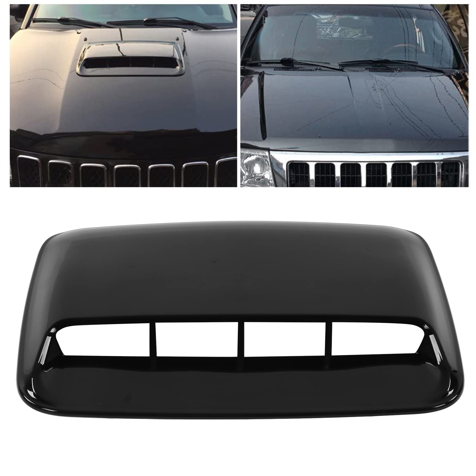 Universal Car Hood Vent Scoop - Glossy Black Bonnet Air Intake Trim Cover | High-Performance Engine Cooling | Perfect for Muscle Cars, Sports Cars & Off-Road Vehicles