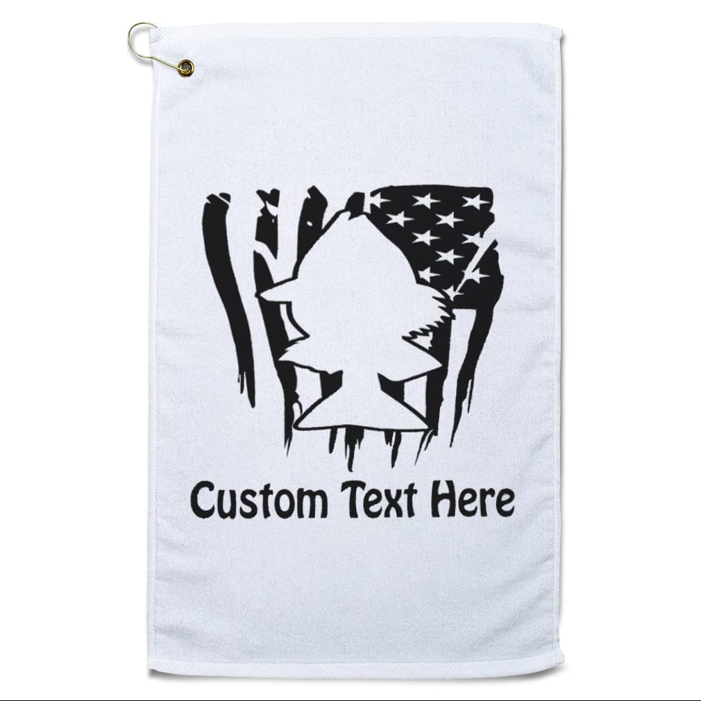 USA Flag & Fish Design Golf Towel - Premium Cotton Absorbent Towel for Golf, Fishing & Outdoor Sports - Perfect for Golfers, Anglers & Outdoor Enthusiasts