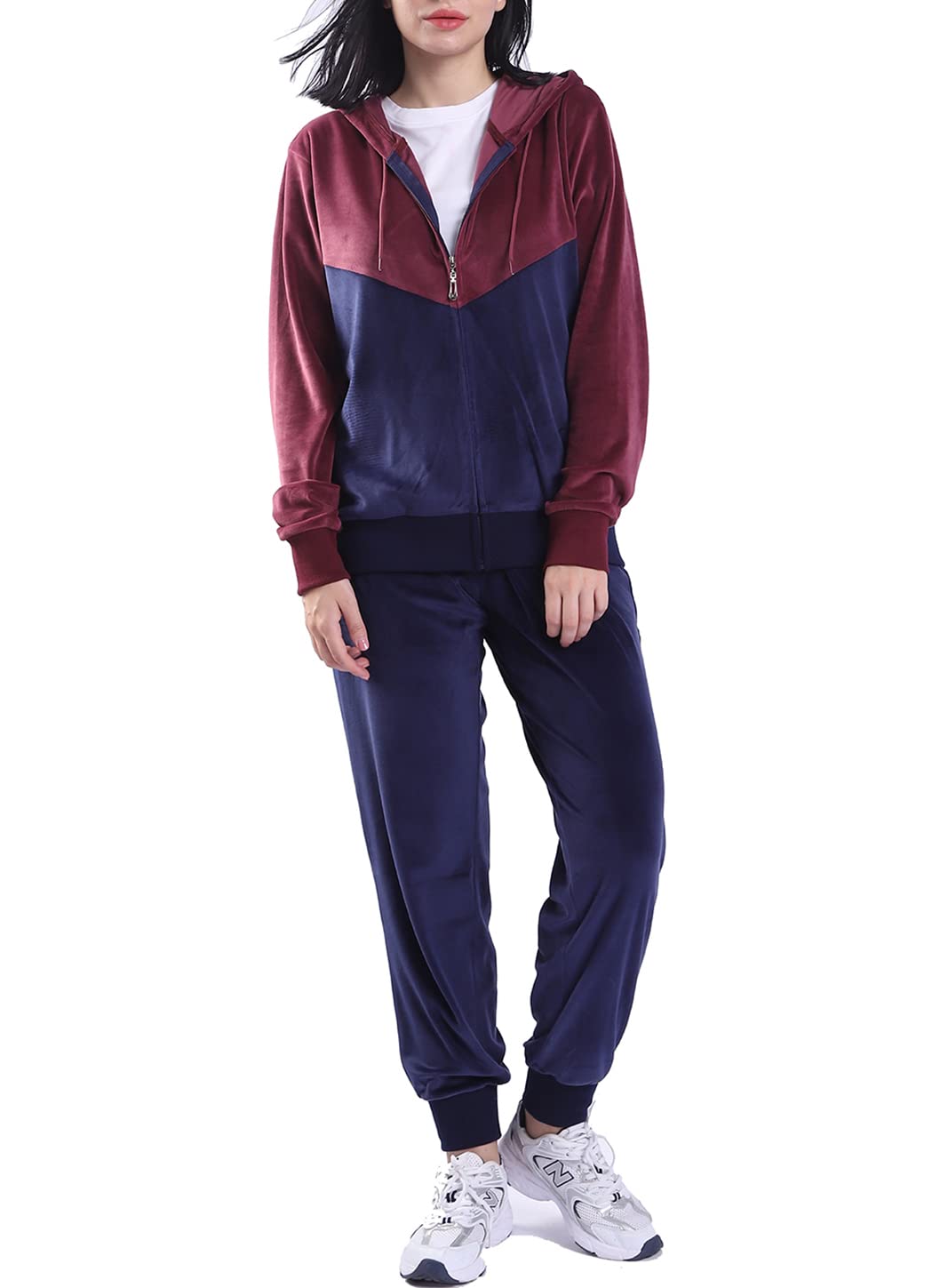 Women's 2-Piece Velour Tracksuit Set - Soft Jogging Suits & Sweat Outfits for Running, Yoga, Gym & Lounge Wear