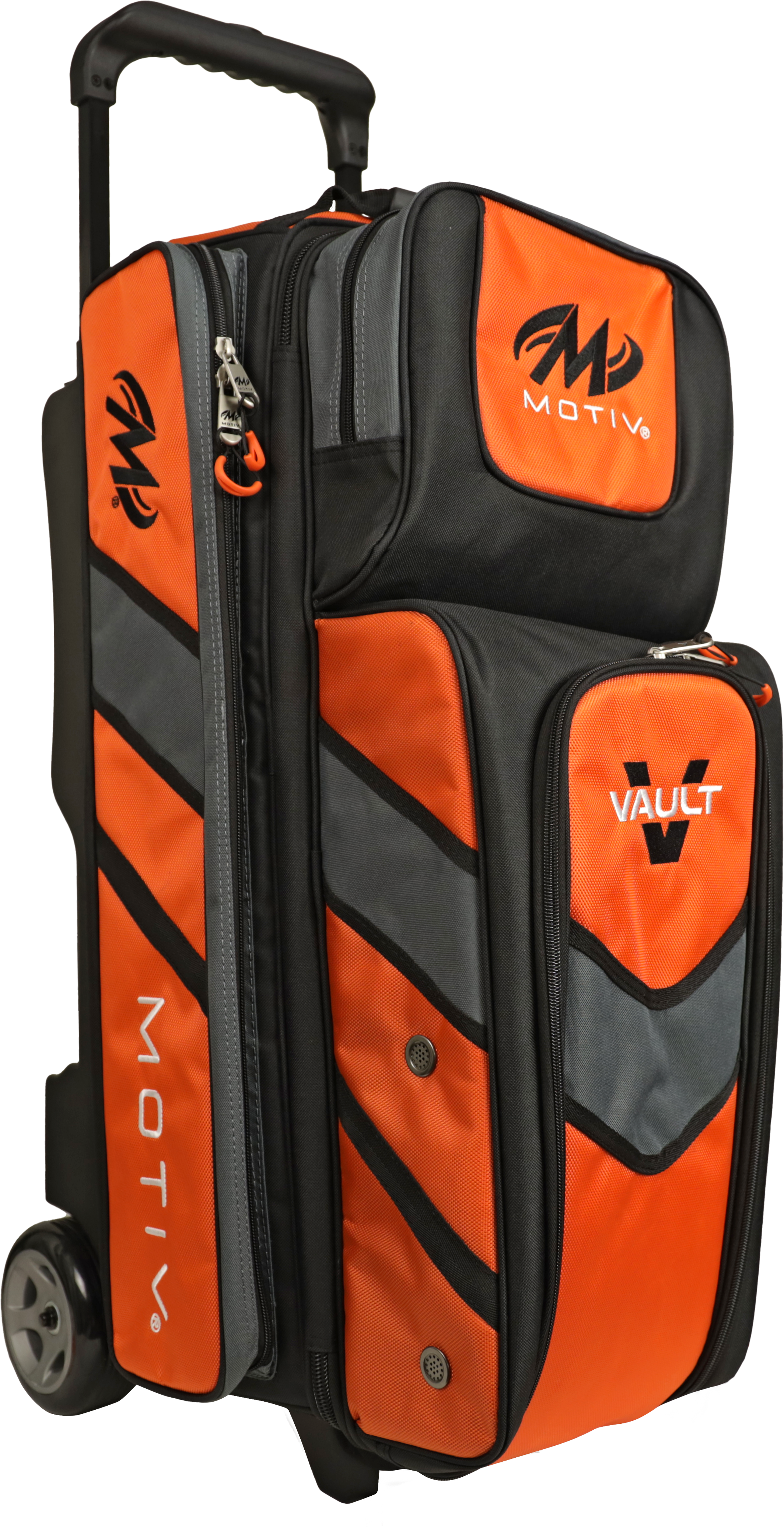 Motiv Vault 3 Ball Triple Roller Tangerine Bowling Bag - Premium Bowling Equipment for League & Tournament Players - Perfect for Bowling Alleys, Practice Sessions & Competitive Play