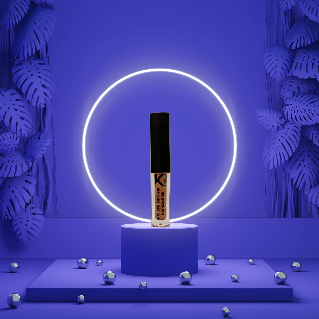 KINDED Liquid Highlighter & Illuminator - Shimmer Mousse Bronzer Blush with Metallic Finish | Multi-Use for Face, Eyes & Body | Creamy Cool Copper Glow (3ml) | Perfect for Party, Date Night & Photoshoot Makeup