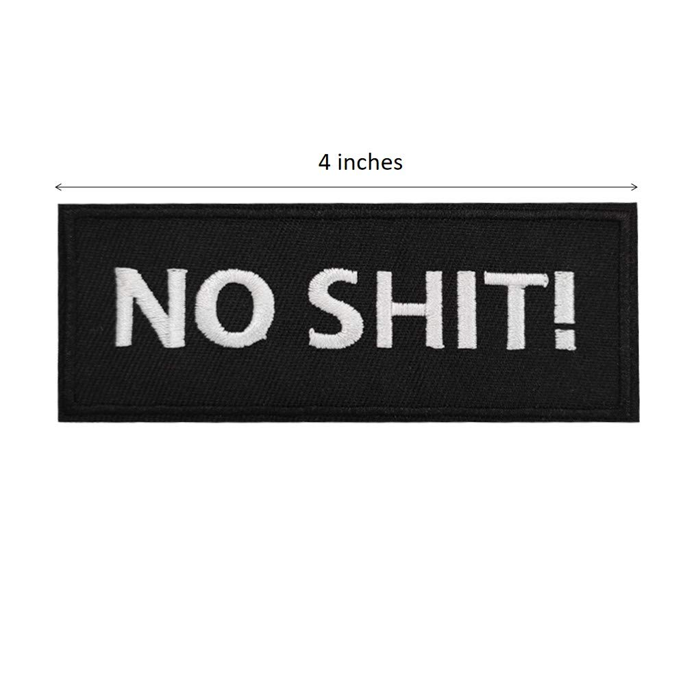 No Sh*** Embroidered Iron On Patch - Cute & Funny DIY Sewing Patches for Jackets, Bags & Denim - Perfect for Punk Style & Personalization